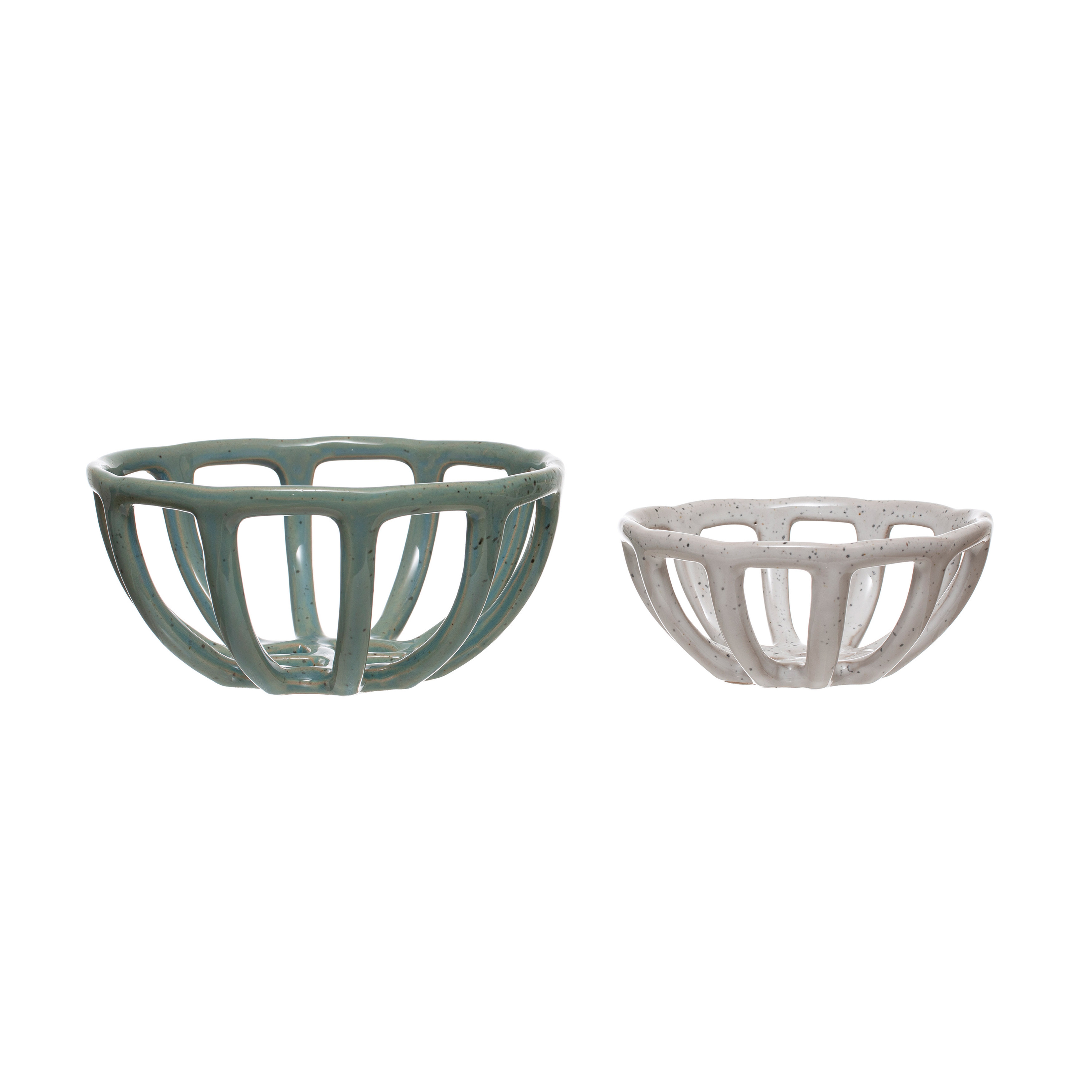 S/2 Stoneware Baskets w Reactive Glaze - Nomad Home