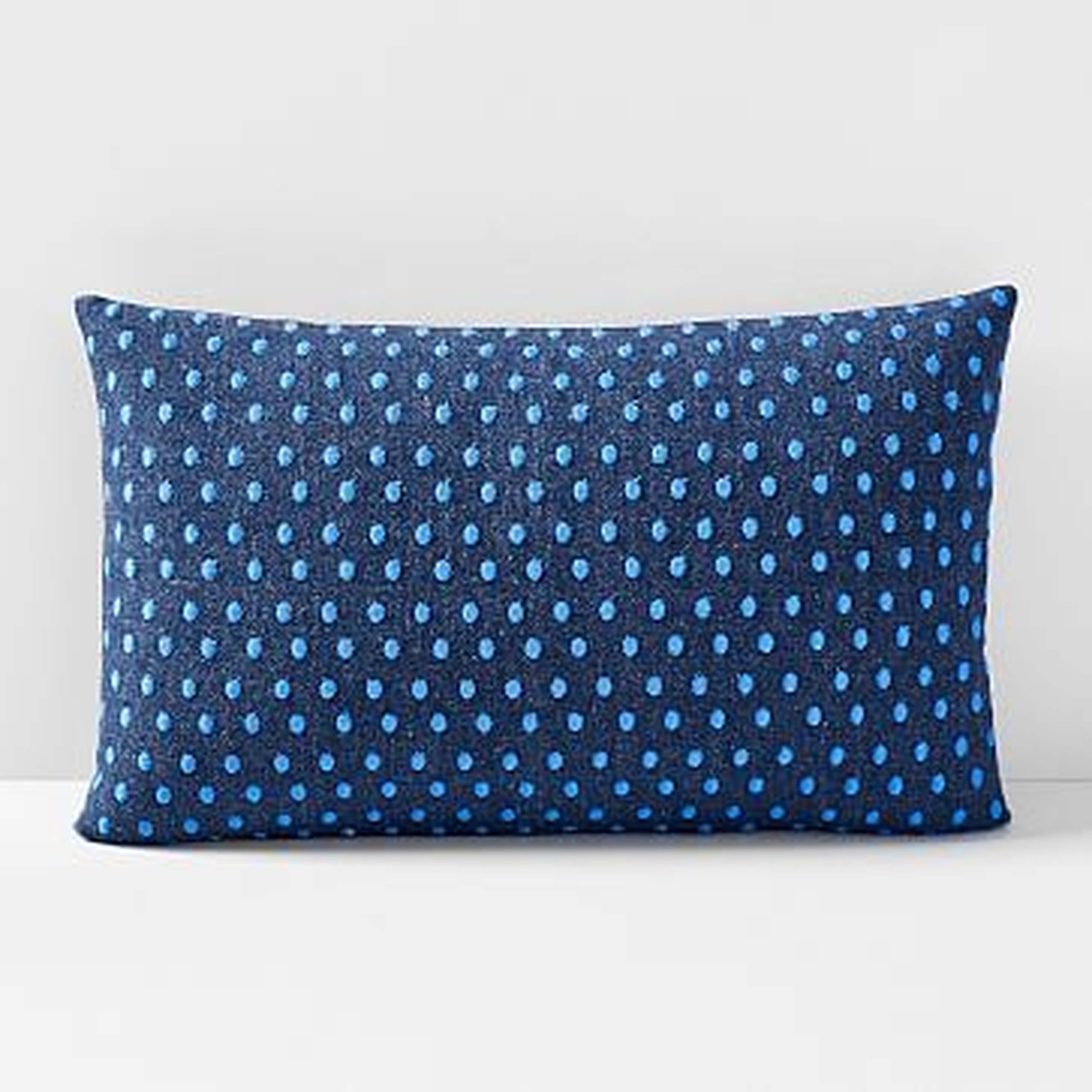 Embroidered Dot Pillow Cover, 12"x21", Midnight - West Elm