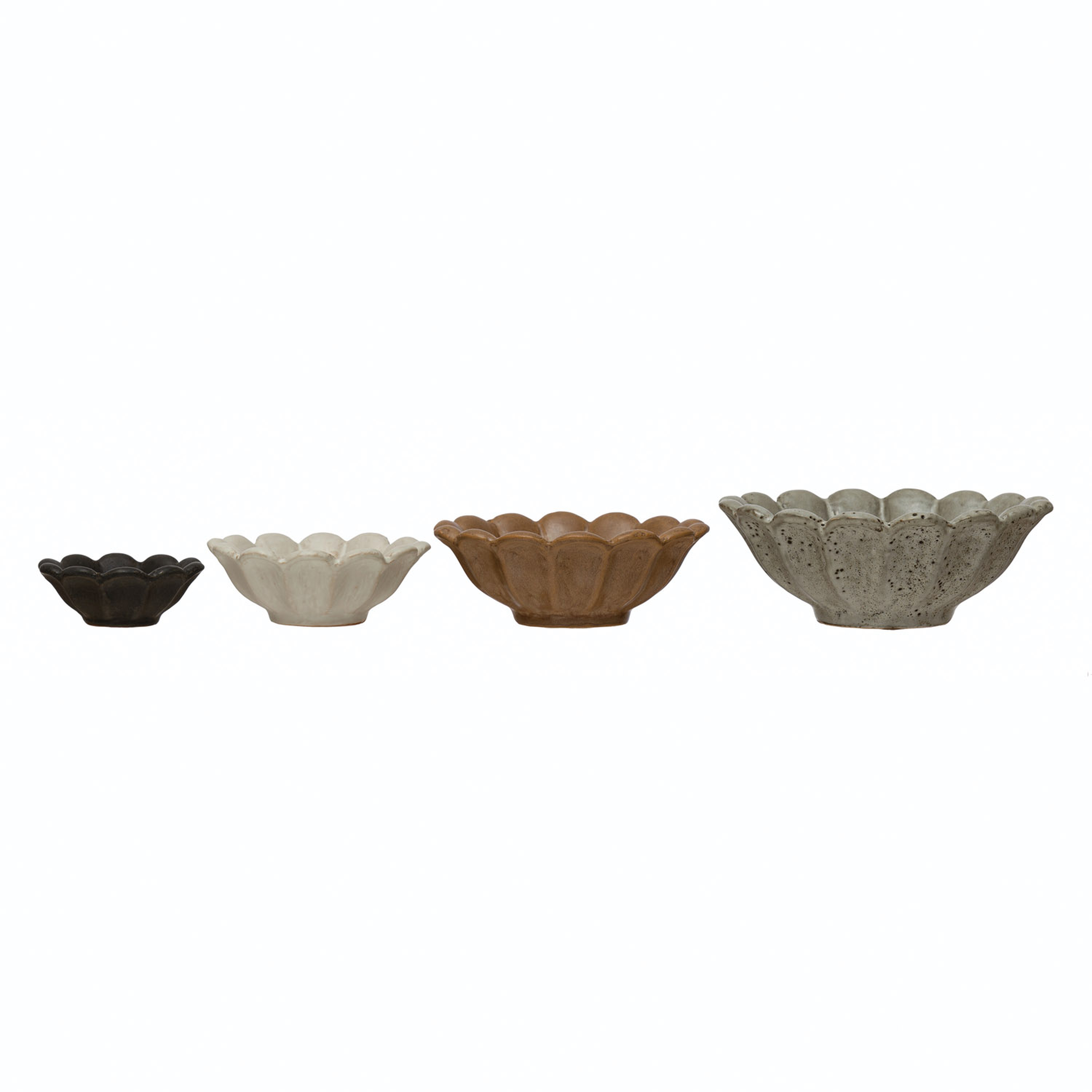 Stoneware Flower Bowls - Creative Co-Op