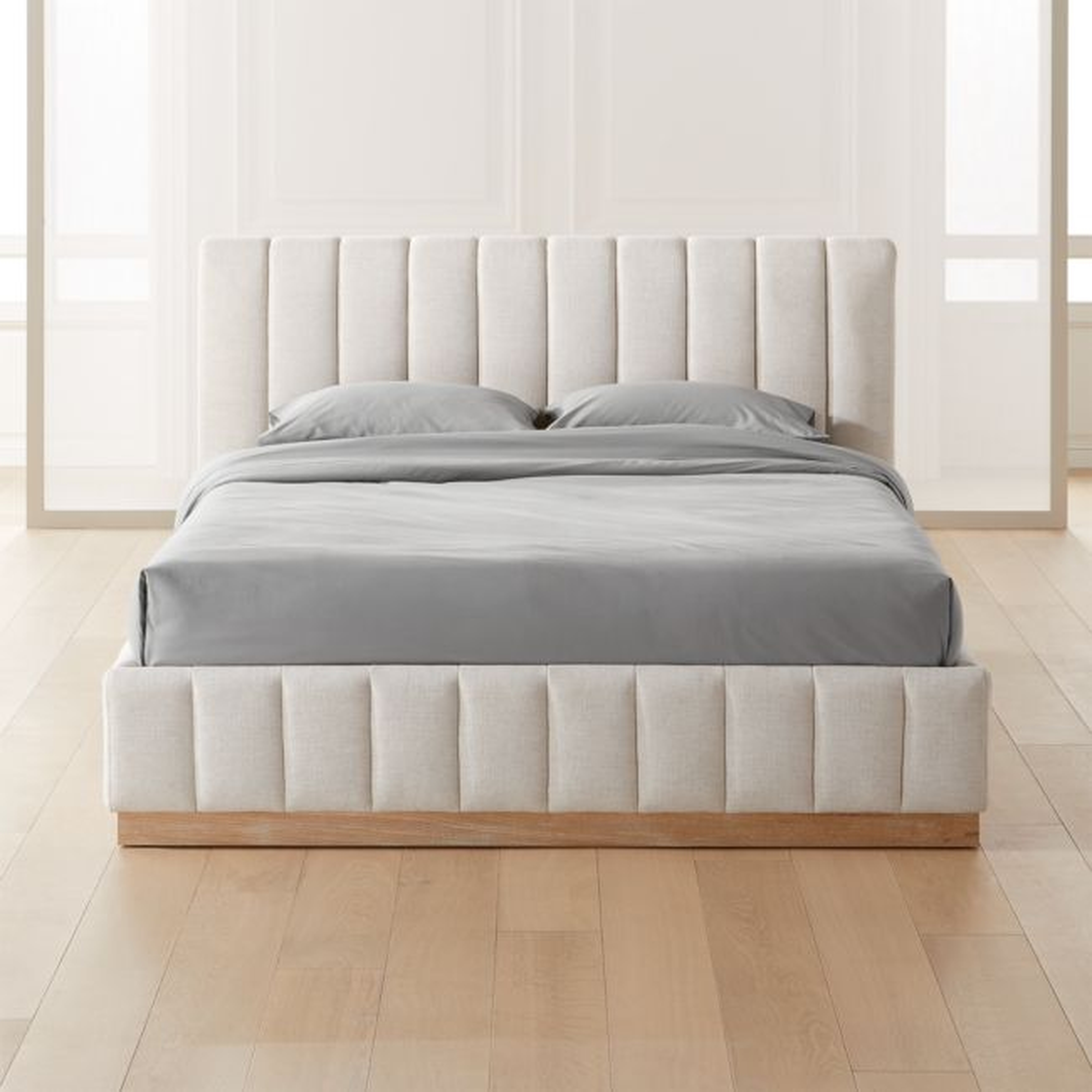 Forte Channeled White Performance Fabric Queen Bed - CB2