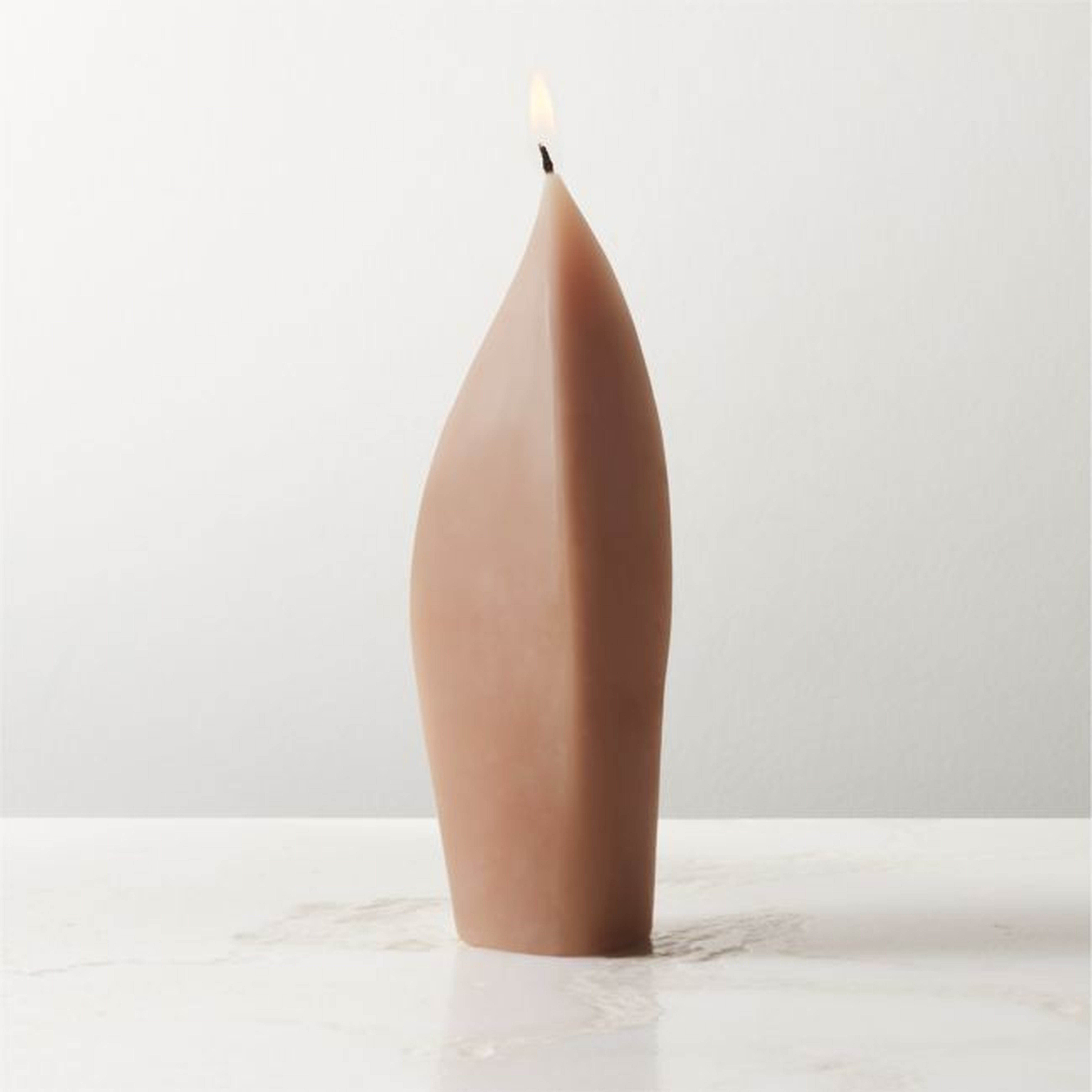 Light Brown Curved Pillar Candle 7.5" - CB2