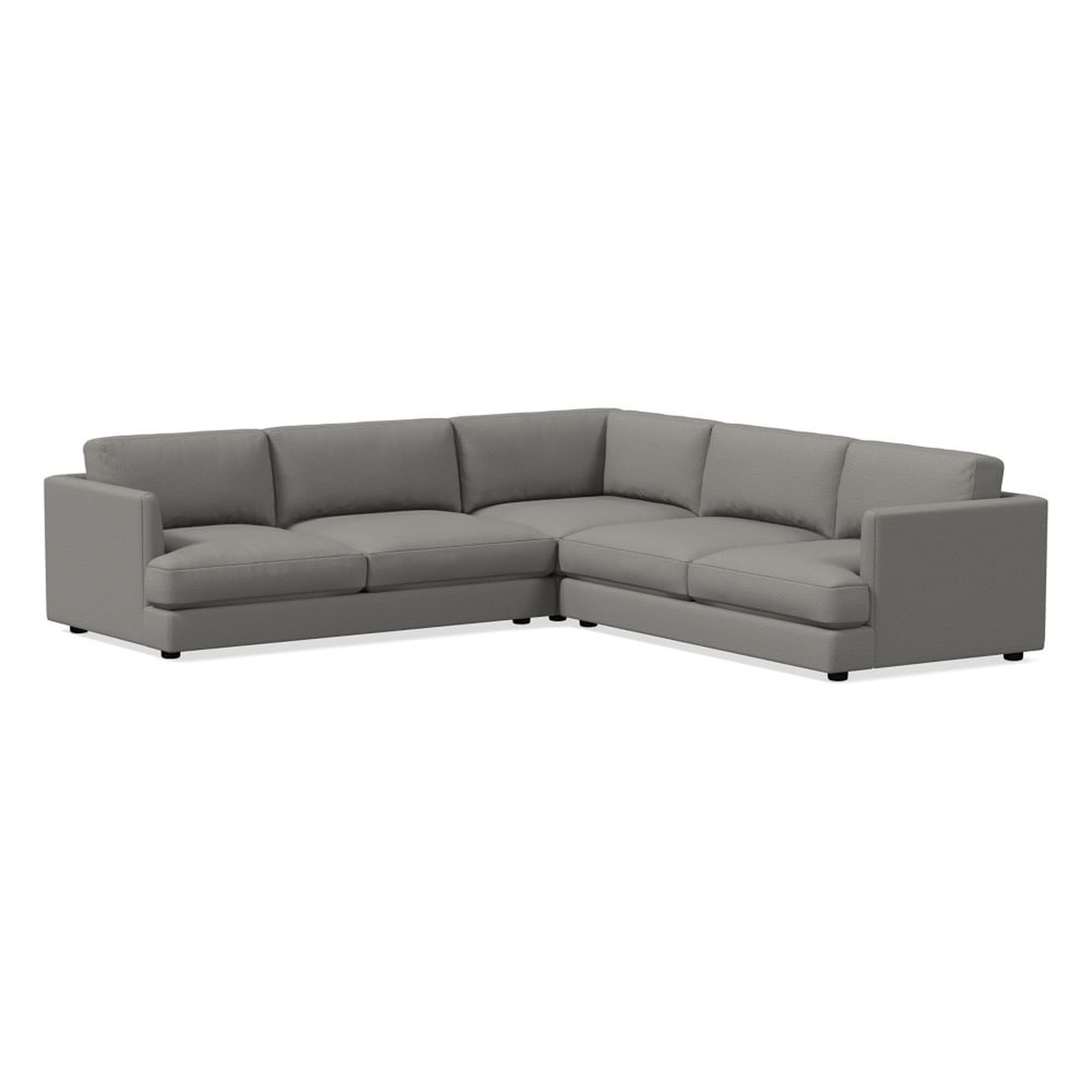 Haven 106" Multi Seat 3-Piece L-Shaped Sectional, Standard Depth, Chenille Tweed, Silver - West Elm