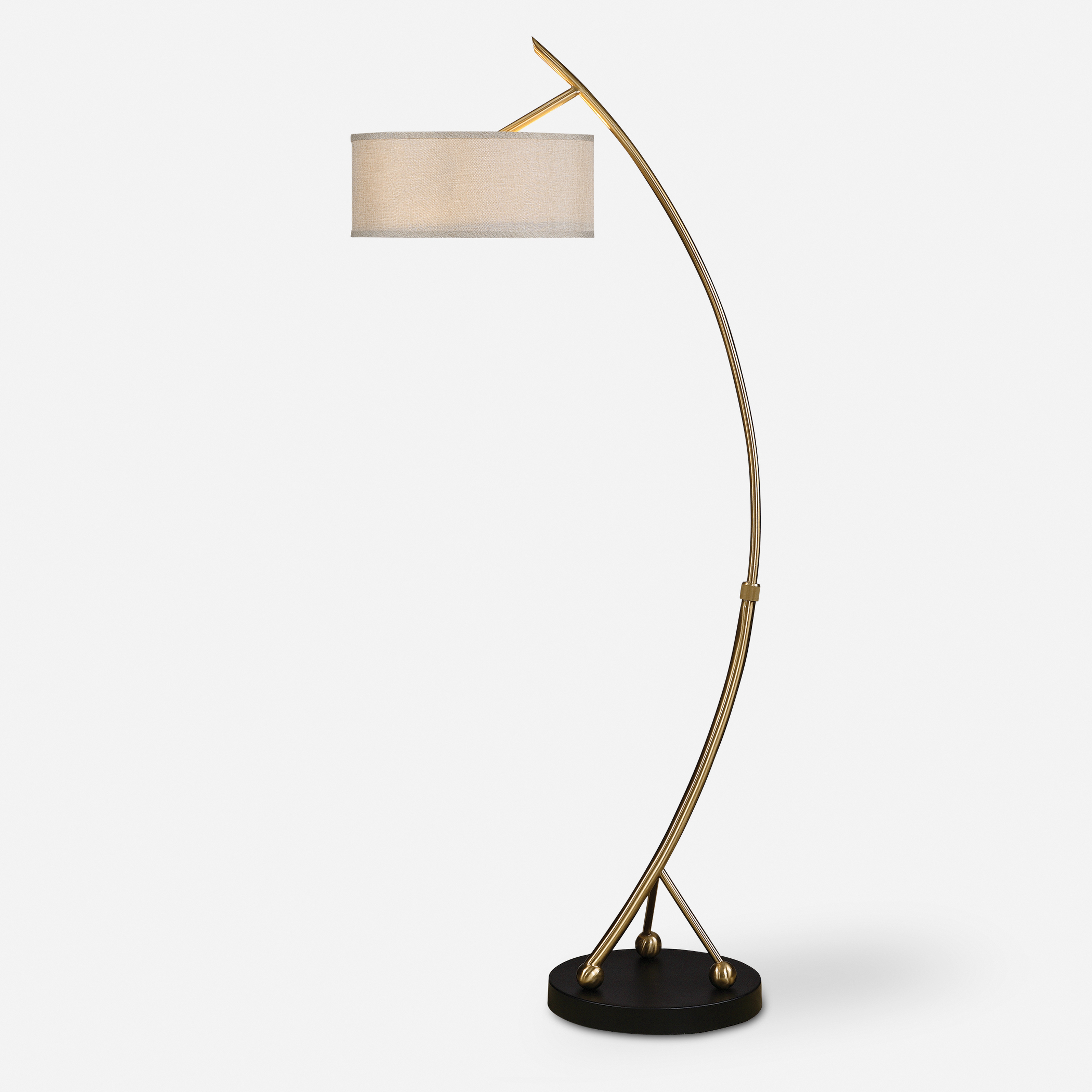 Vardar Curved Brass Floor Lamp - Uttermost