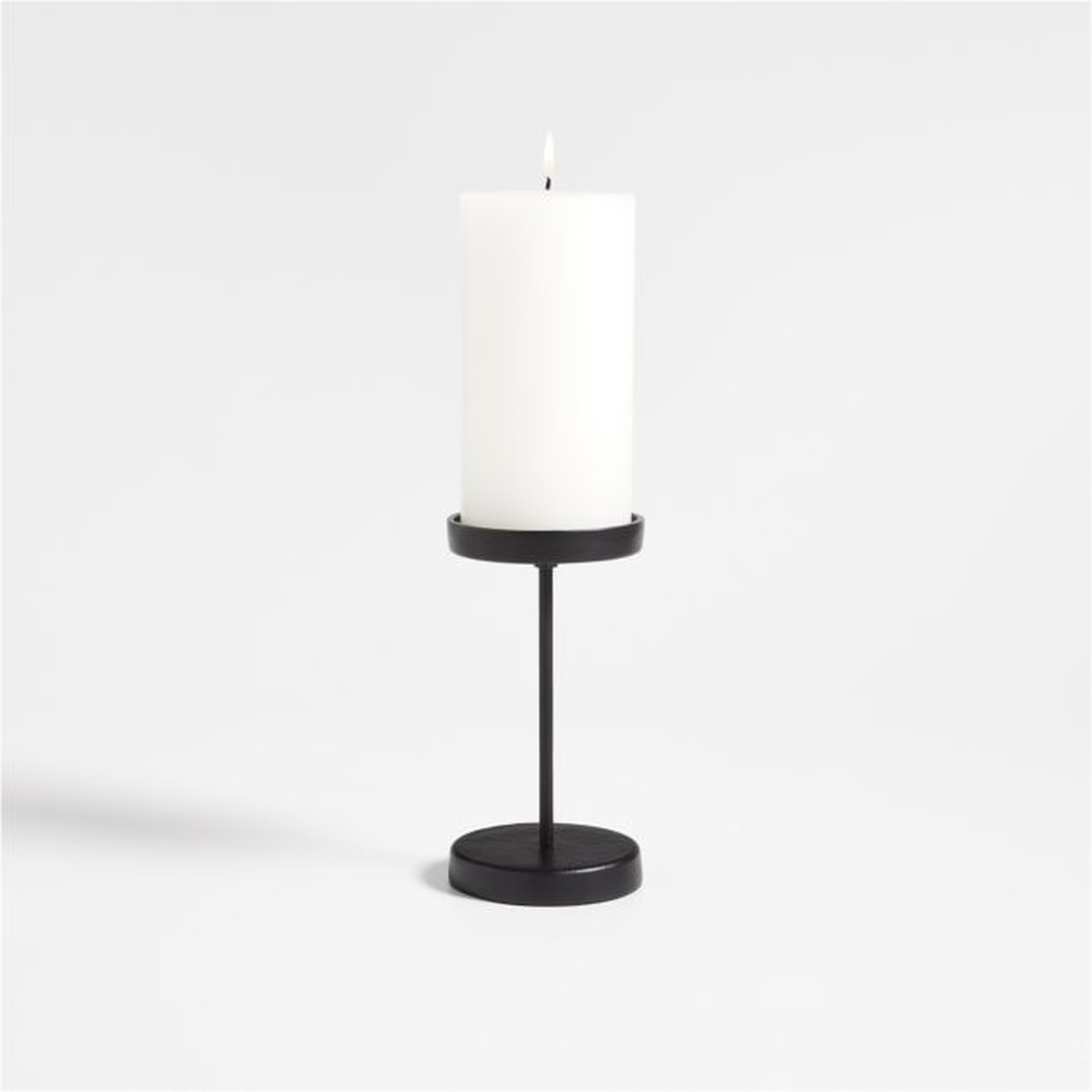 Tepes Matte Black Pillar Candle Holder 6.25" - Crate and Barrel