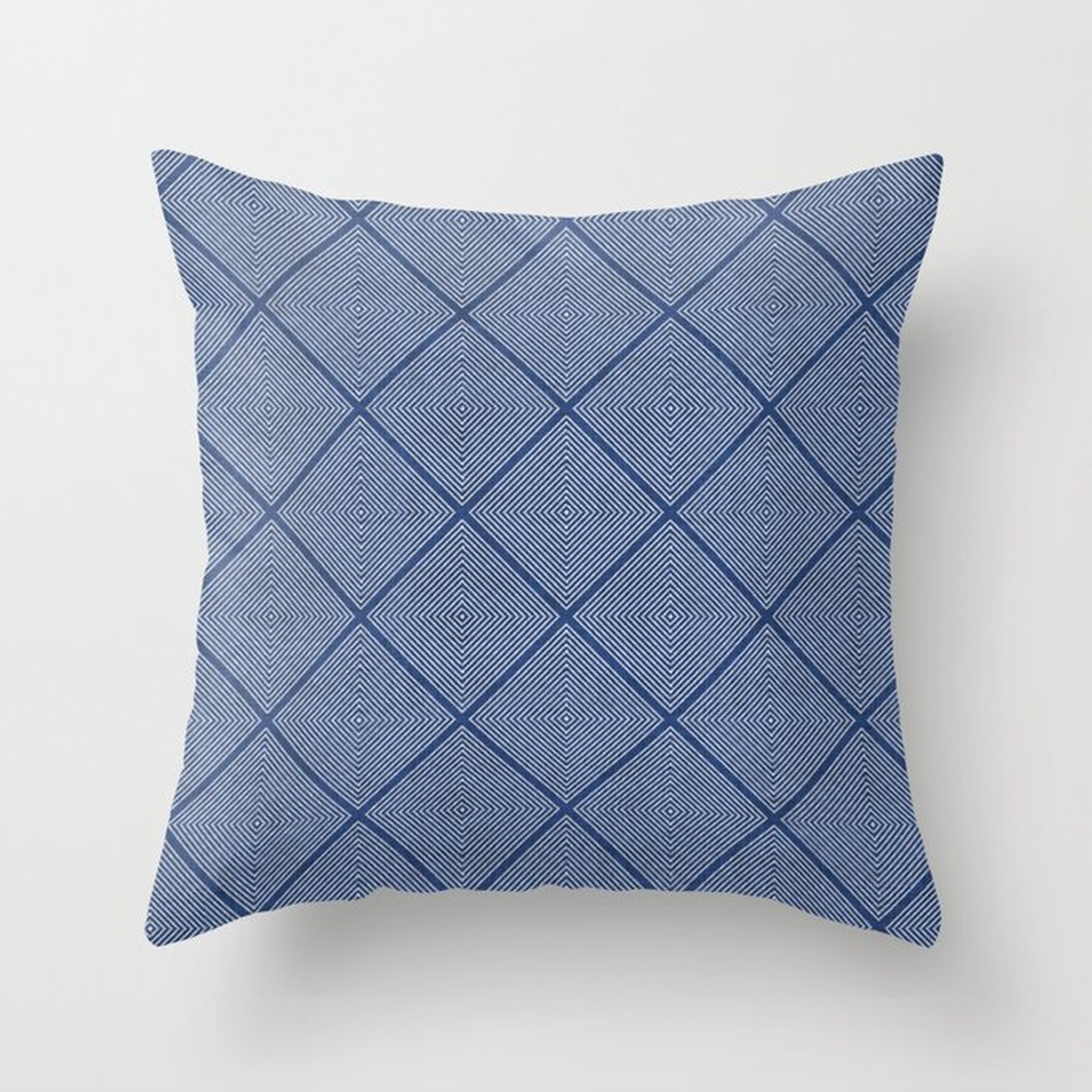 Stitched Diamond Geo In Blue Couch Throw Pillow by Becky Bailey - Cover (20" x 20") with pillow insert - Outdoor Pillow - Society6
