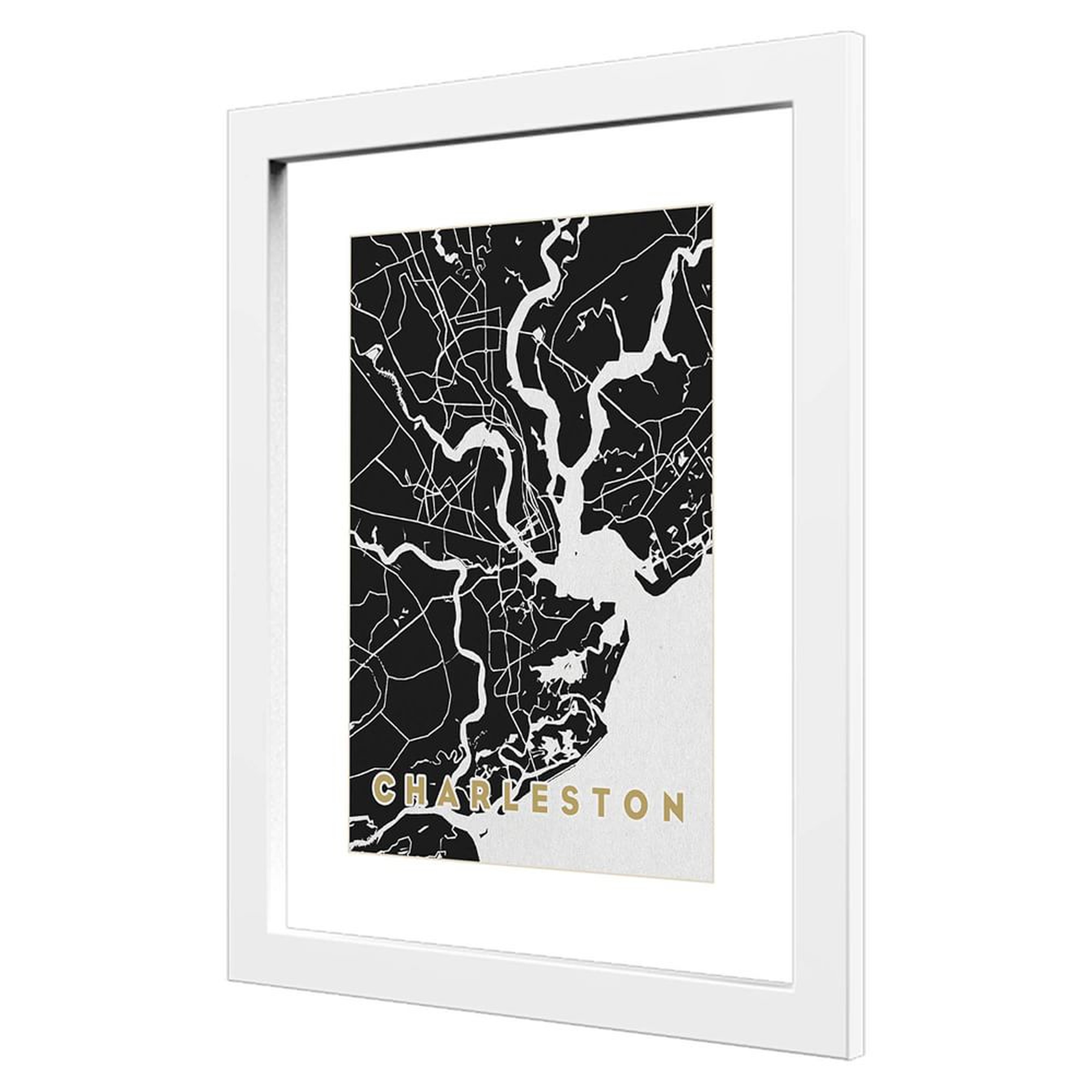 Framed Charleston Map, Black - West Elm