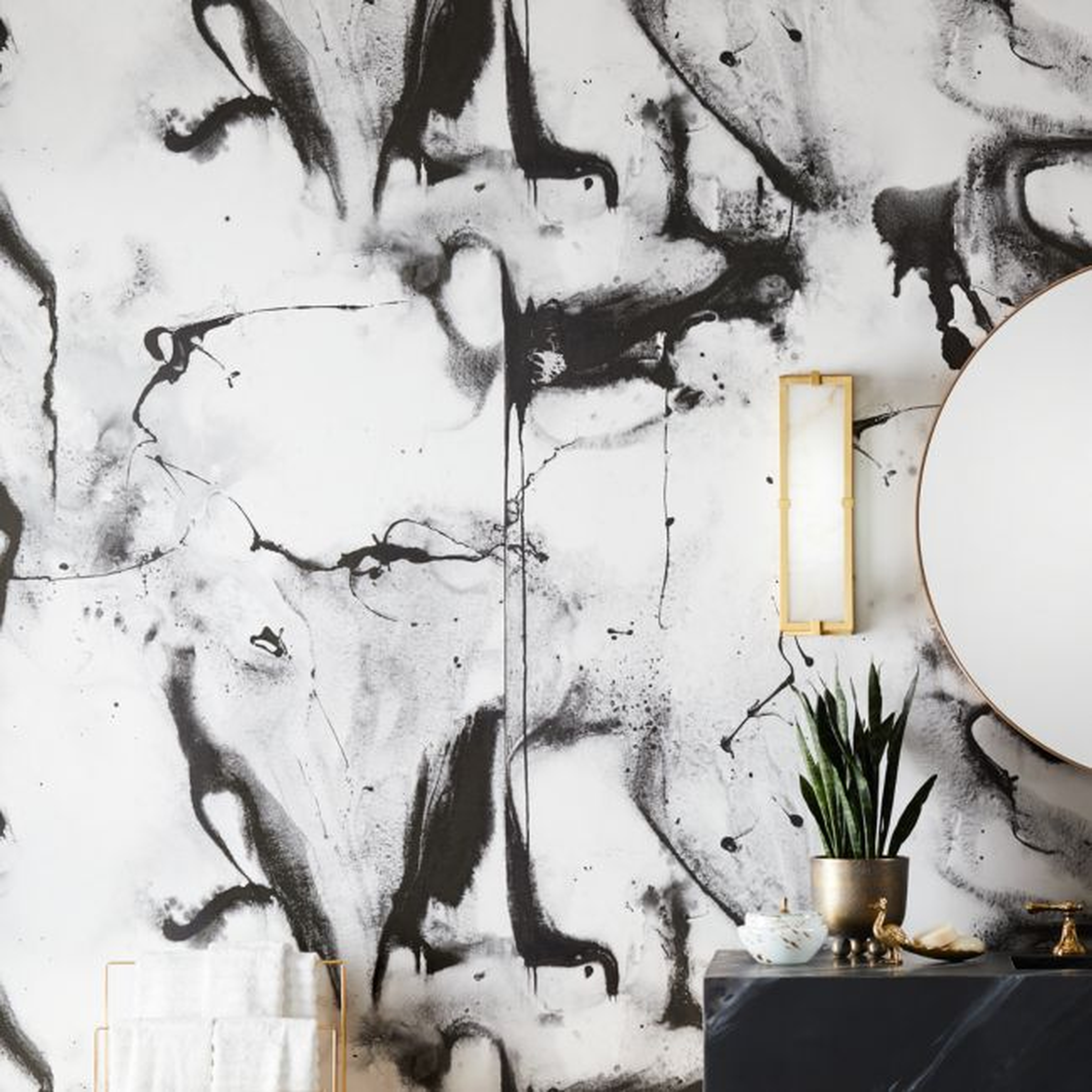 Whirling Dervish Panel White Wallpaper - CB2