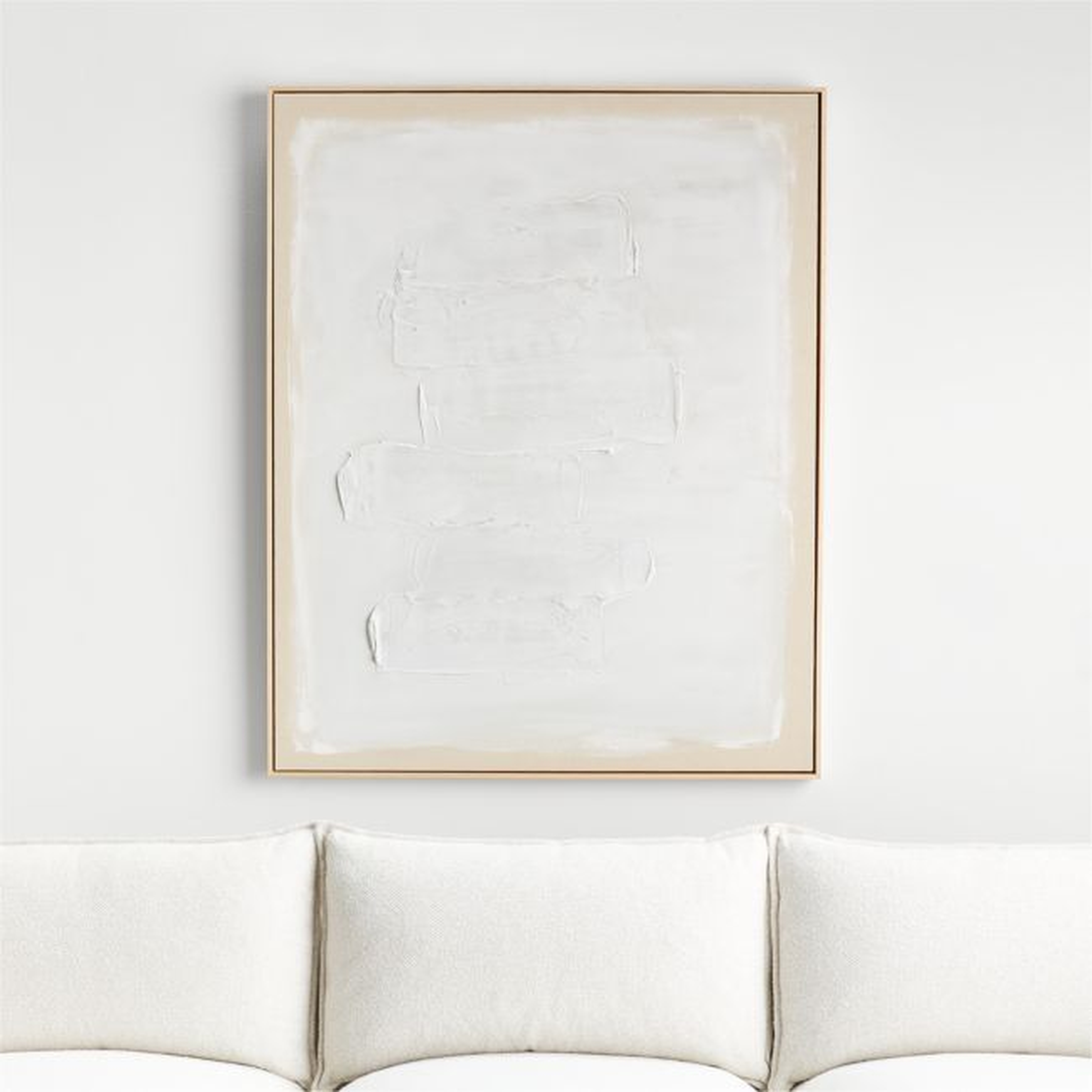 "White Block" Framed Hand-Painted Canvas Wall Art 41"x51" - Crate and Barrel