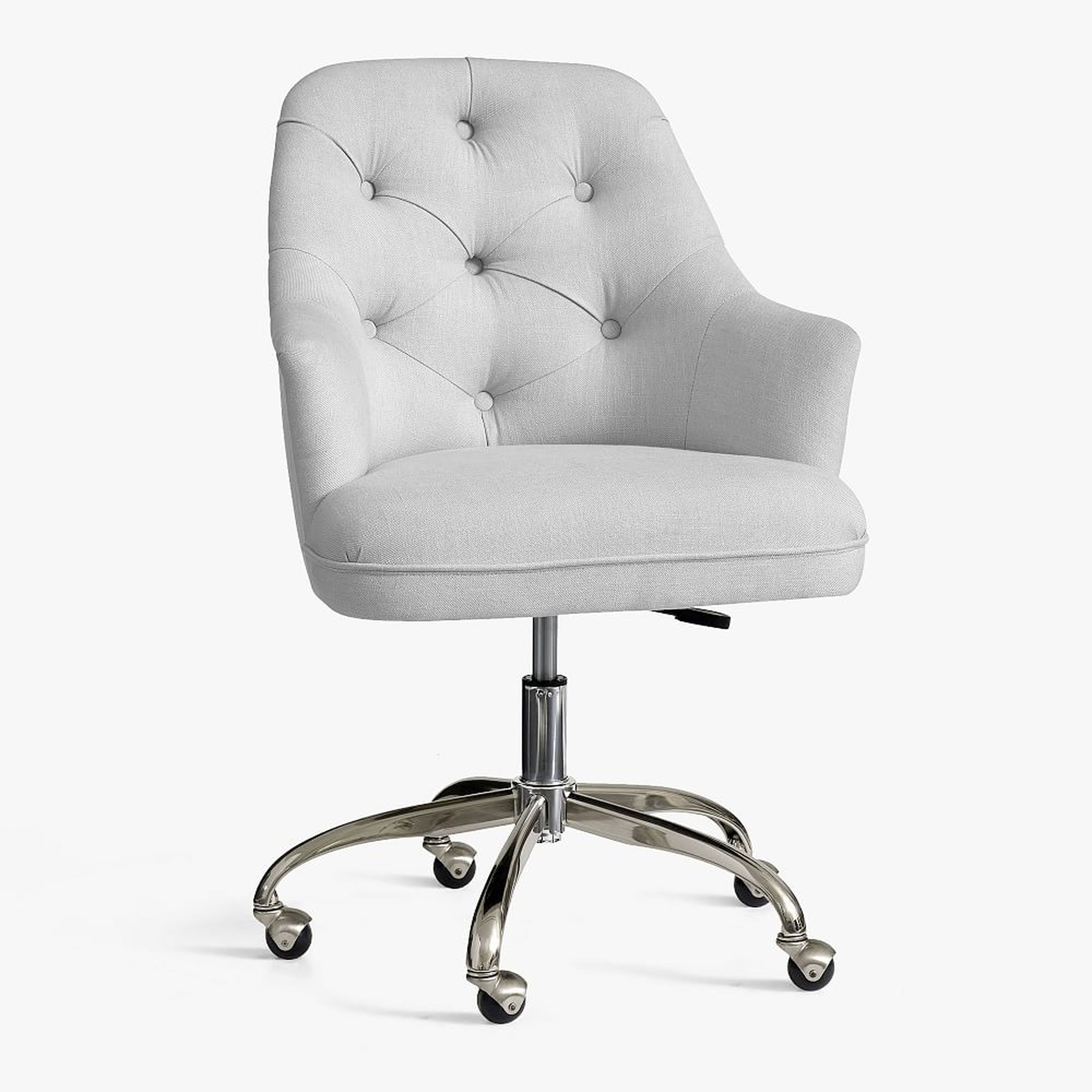 Tufted Swivel Desk Chair, Linen Blend Light Gray - Pottery Barn Teen