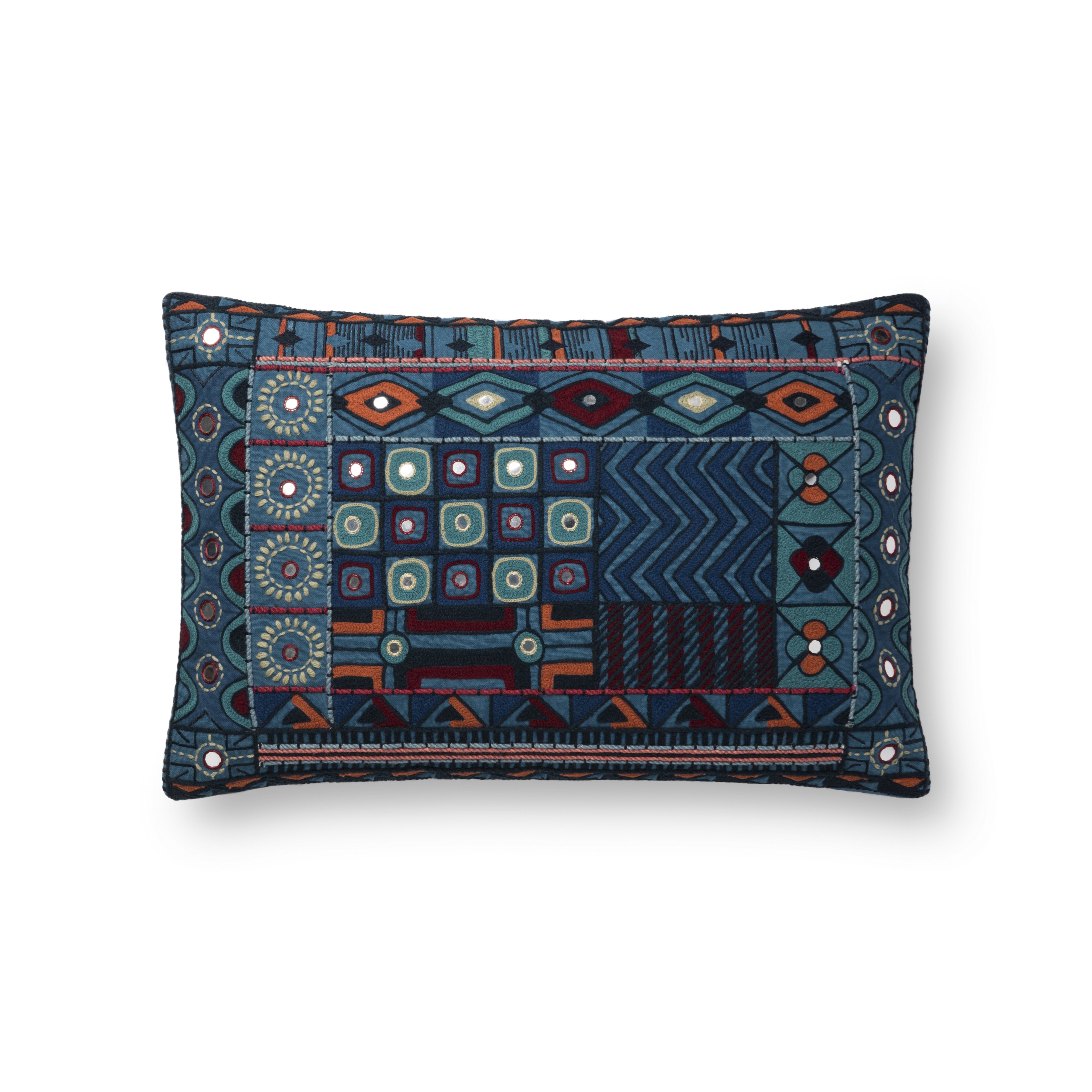 Justina Blakeney x Loloi PILLOWS P0774 Blue / Multi 13" x 21" Cover Only - Loloi Rugs