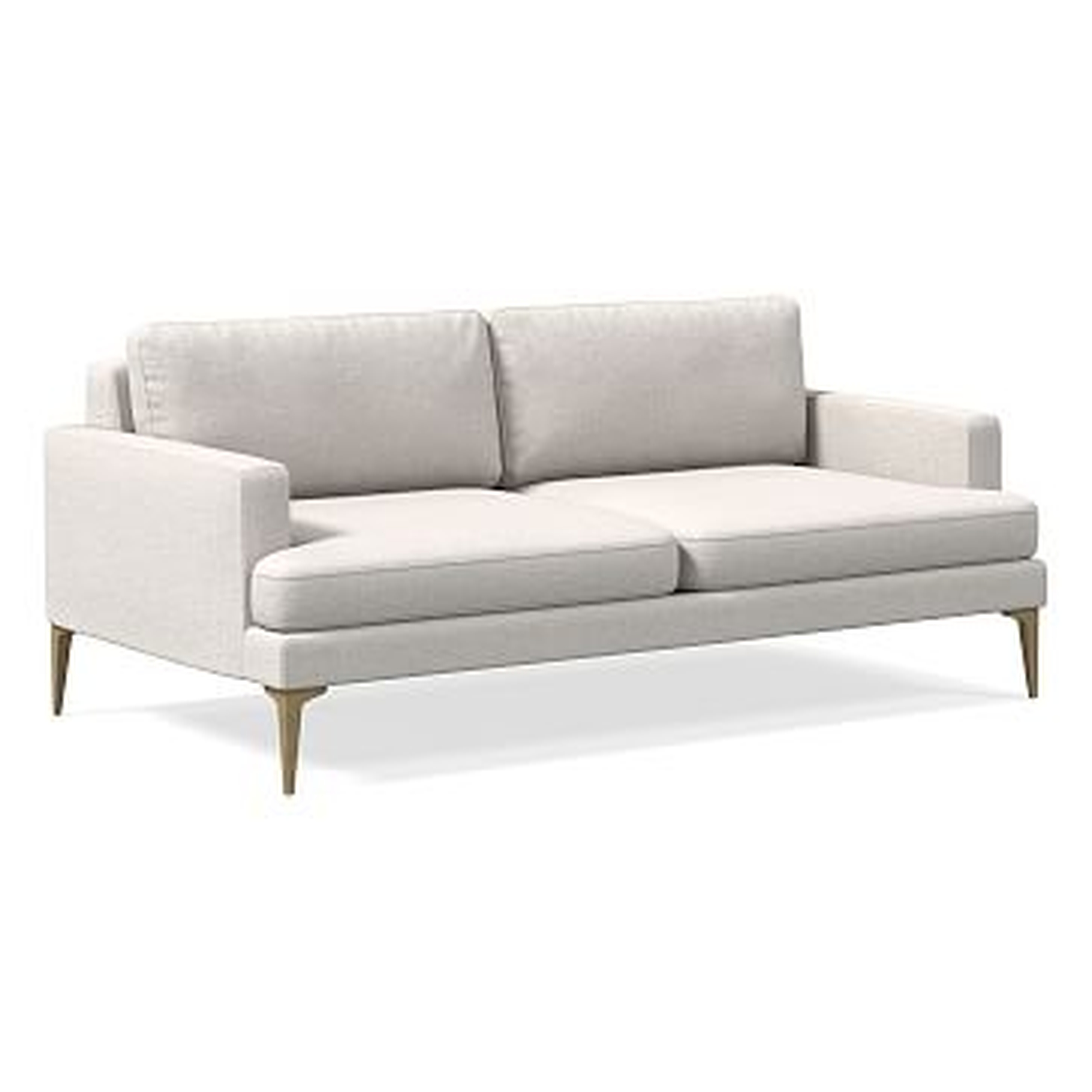 Andes 76.5" Sofa, Poly, Performance Coastal Linen, White, Blackened Brass - West Elm