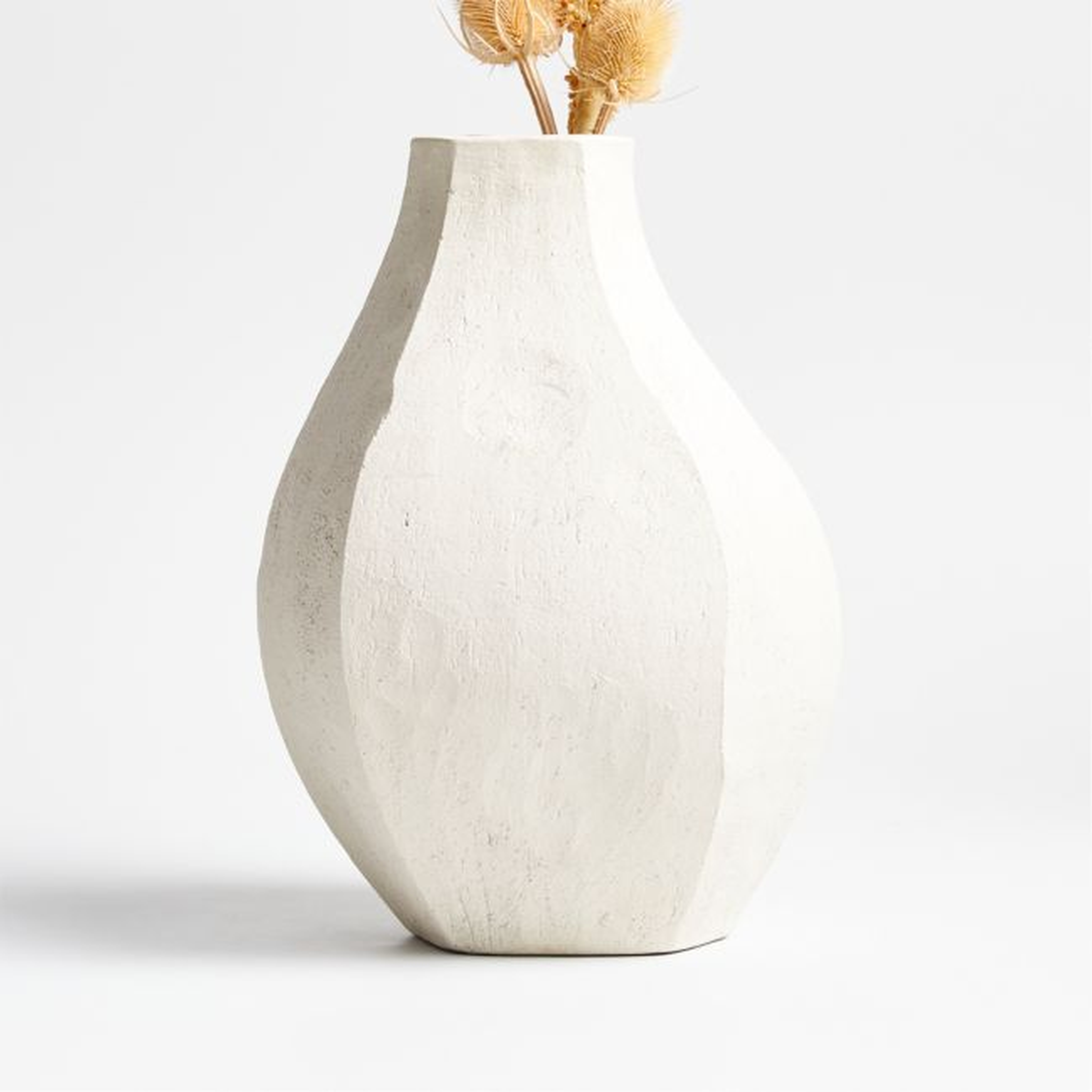 Facette Grande White Vase 11.5" by Athena Calderone - Crate and Barrel