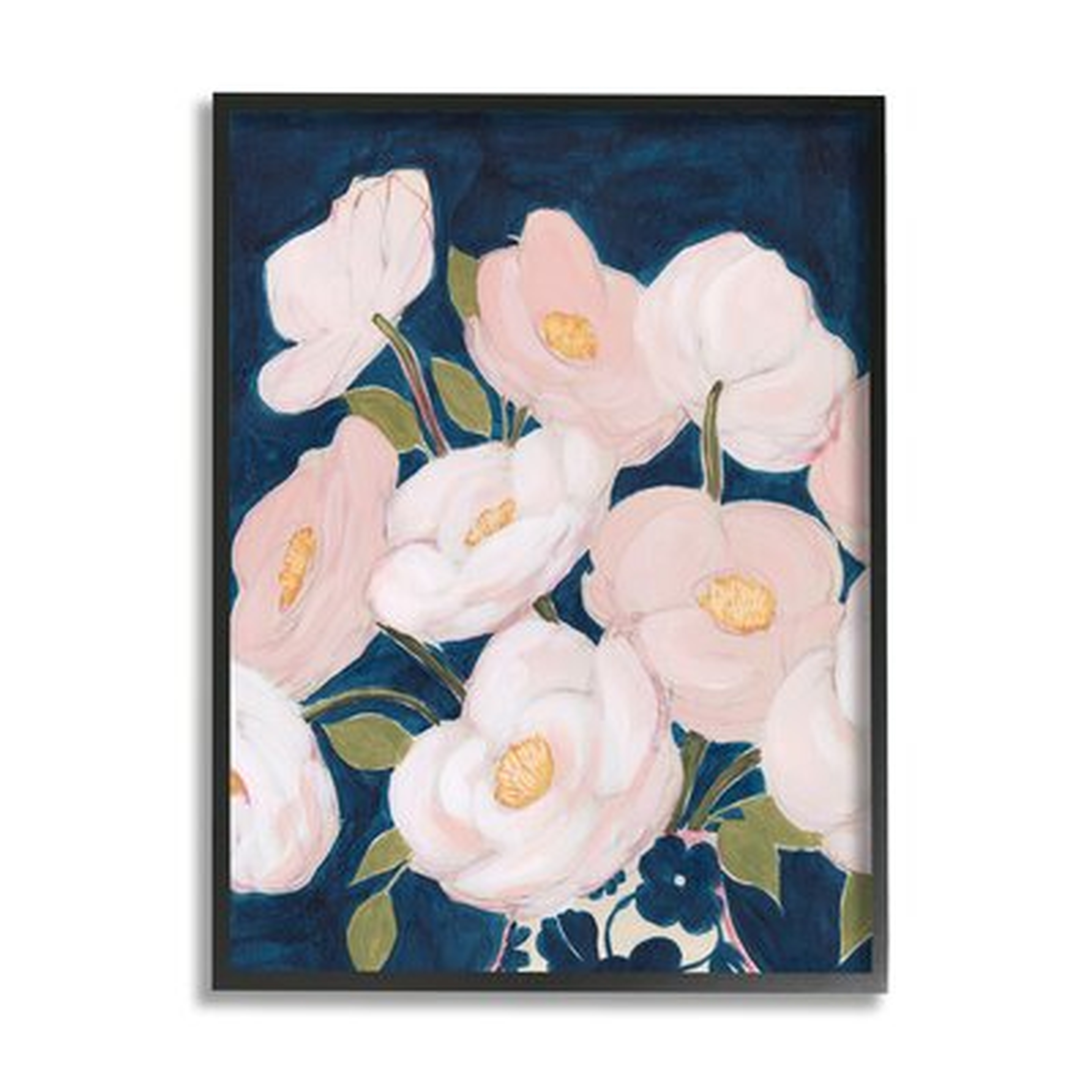 Spring Florals Pink Petals Over Deep Blue - Wayfair