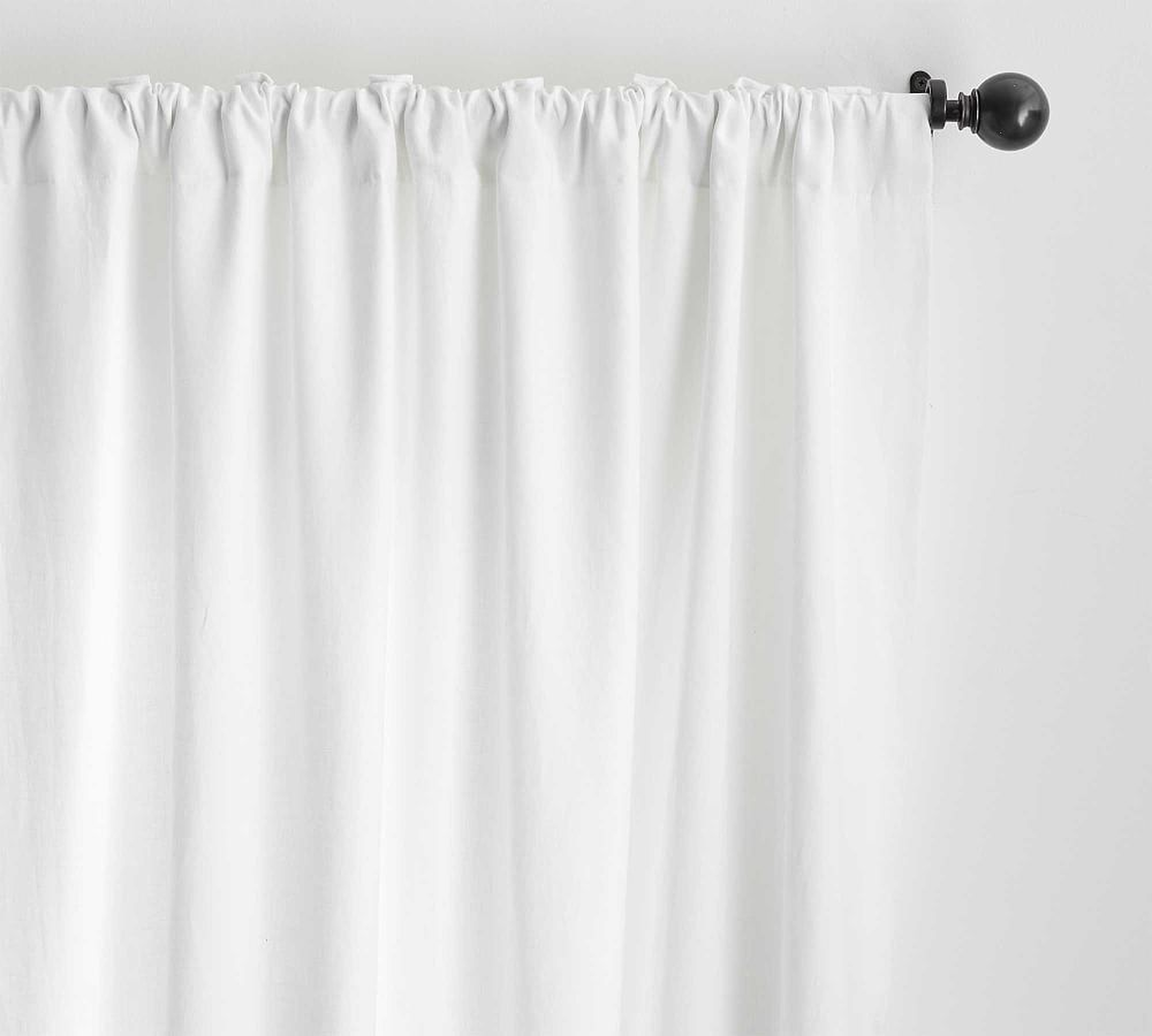 Custom Classic Belgian Flax Linen Rod Pocket Blackout Curtain, White, 48 x 96" - Pottery Barn