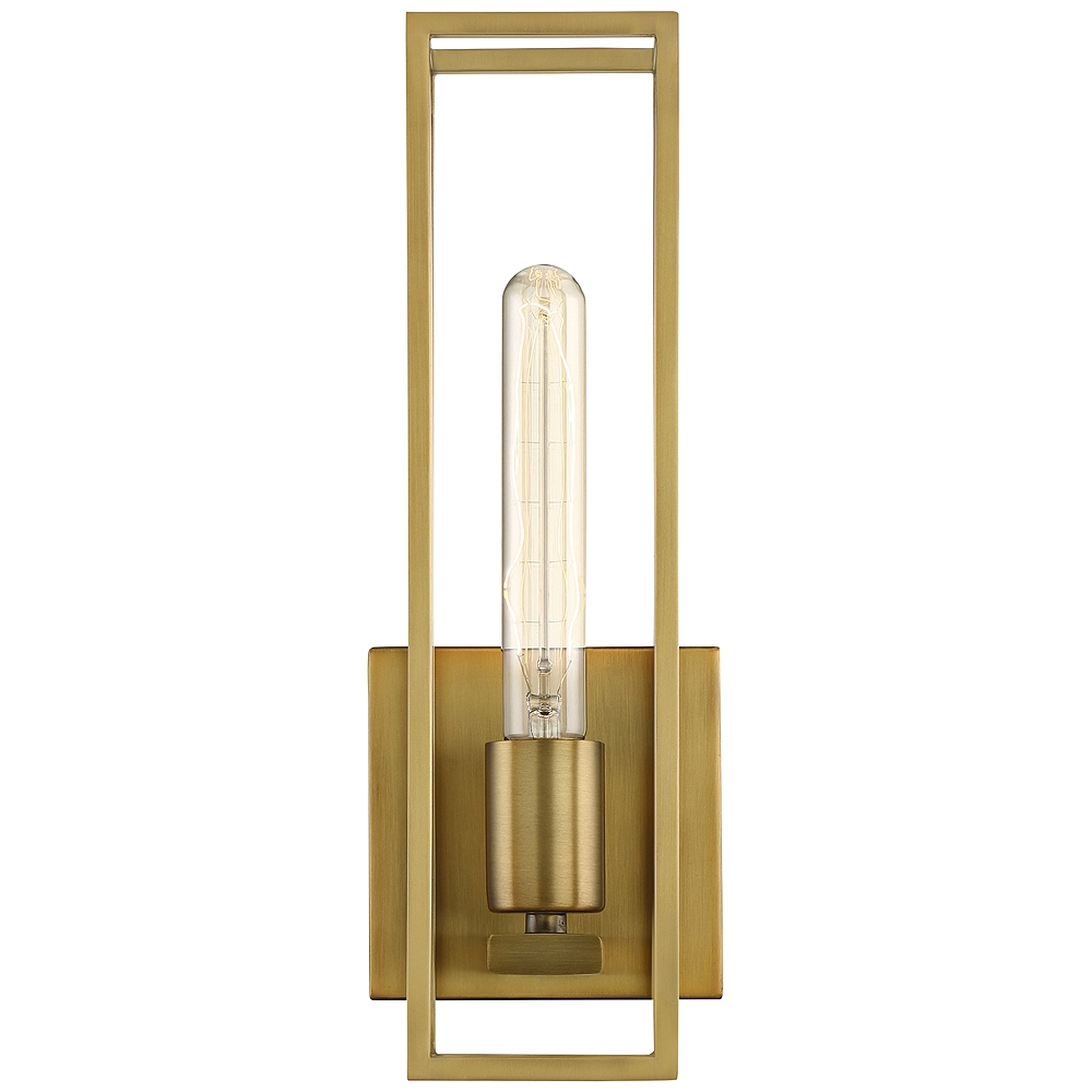 Quoizel Leighton 13 3/4" High Weathered Brass Wall Sconce - Style # 83G73 - Lamps Plus