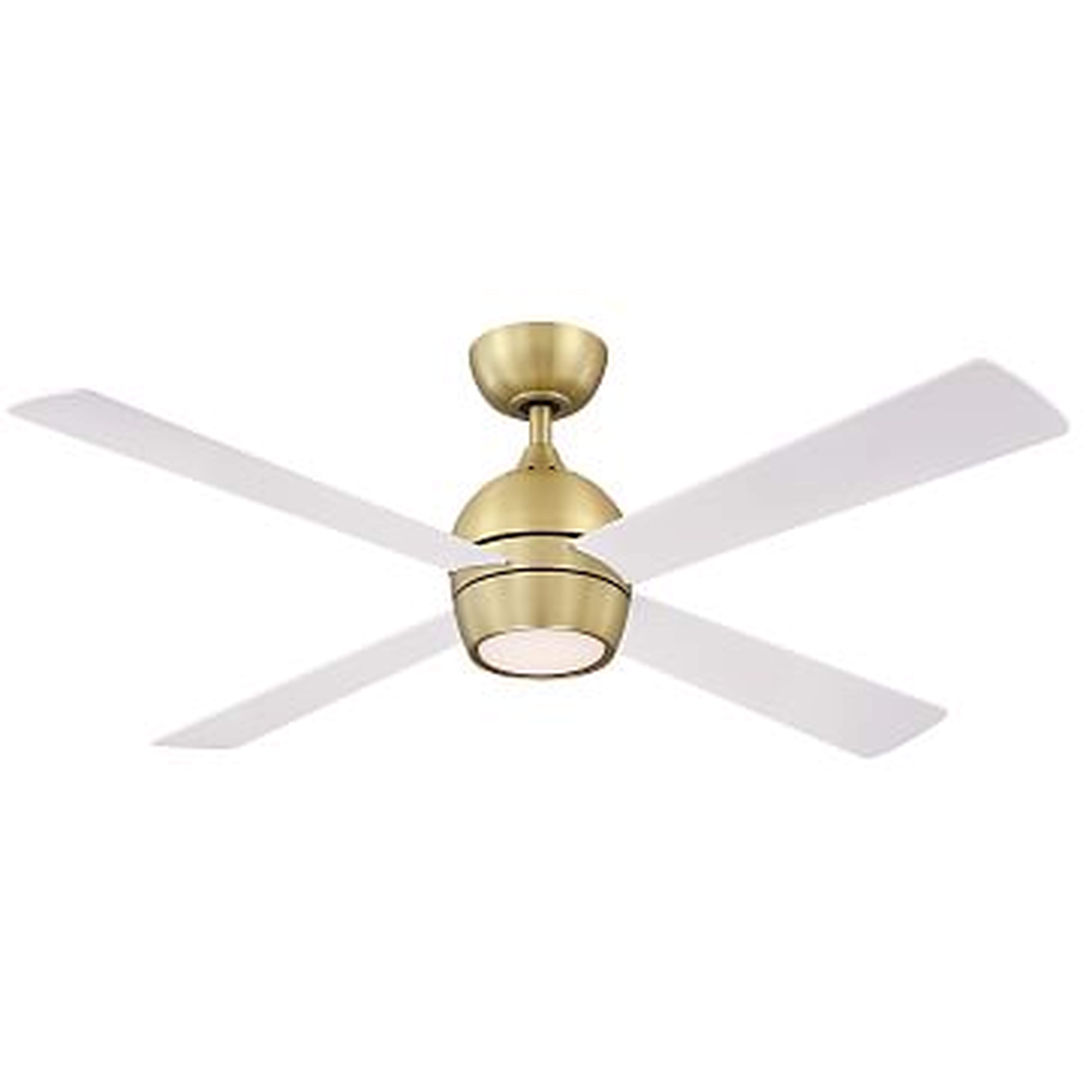 Kwad Ceiling Fan, Brushed Satin Brass with white blades, 52" - West Elm