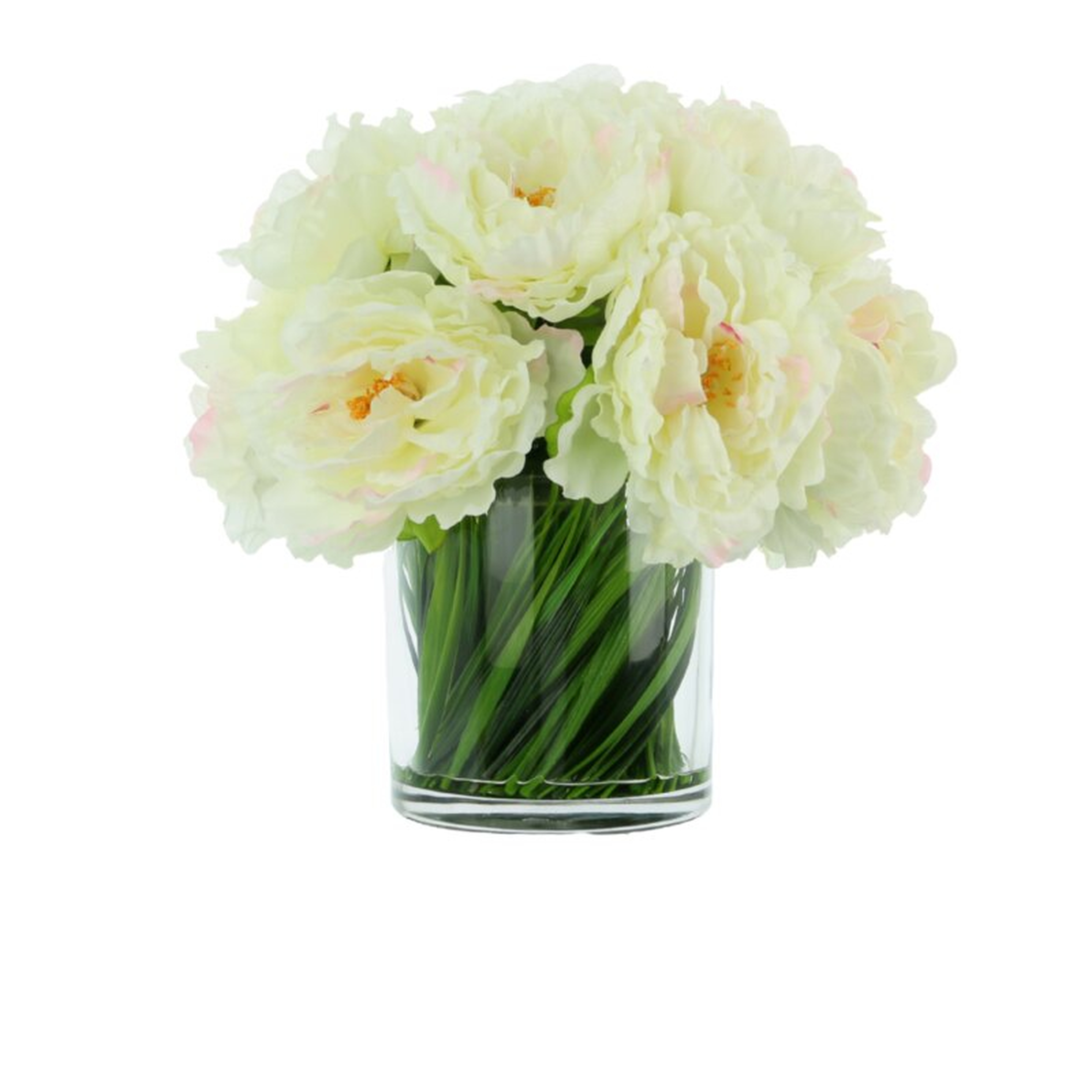 Peonies Floral Arrangement in Vase, White - Perigold