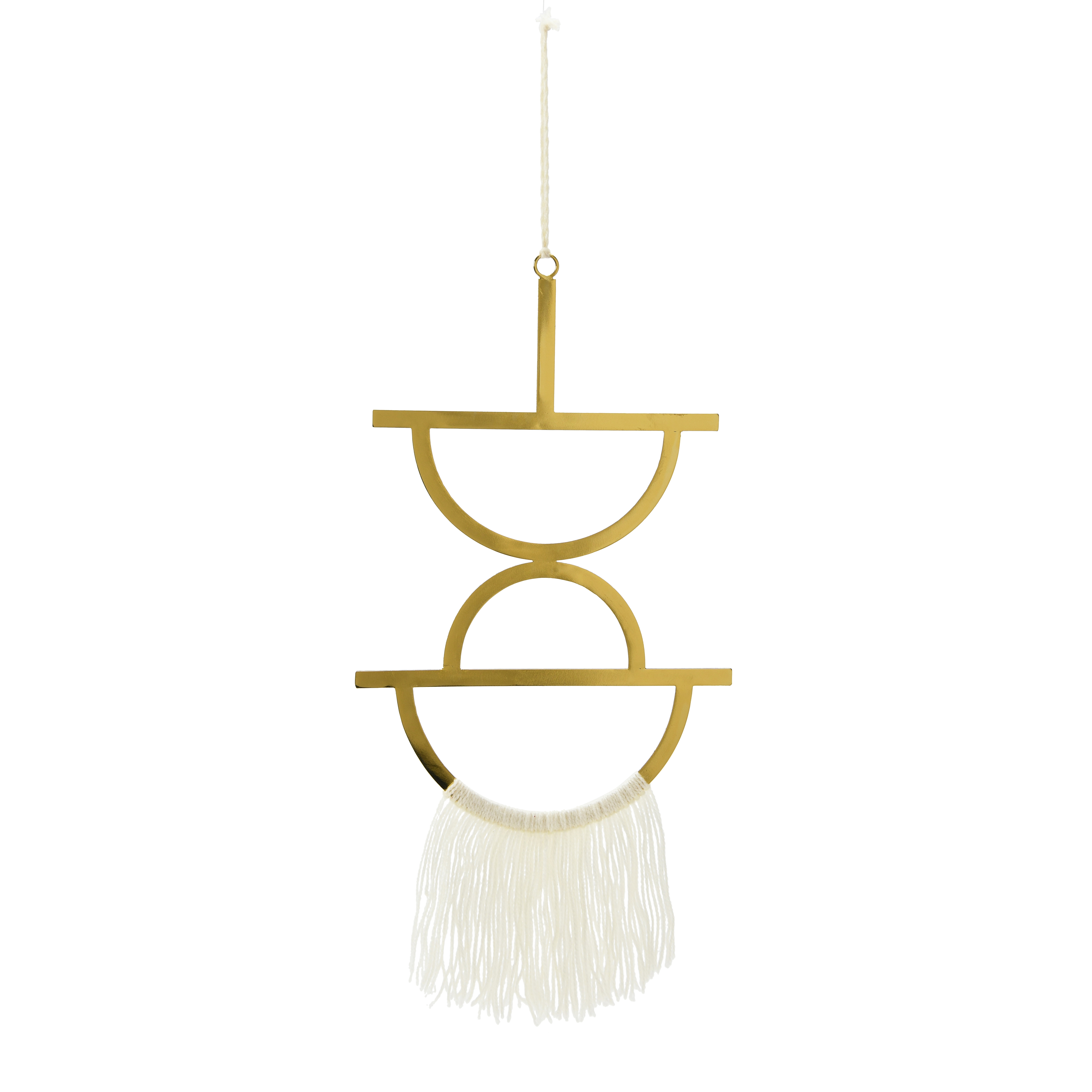 Geometric Metal Wall Hanging with Tassel, Gold - Creative Co-Op