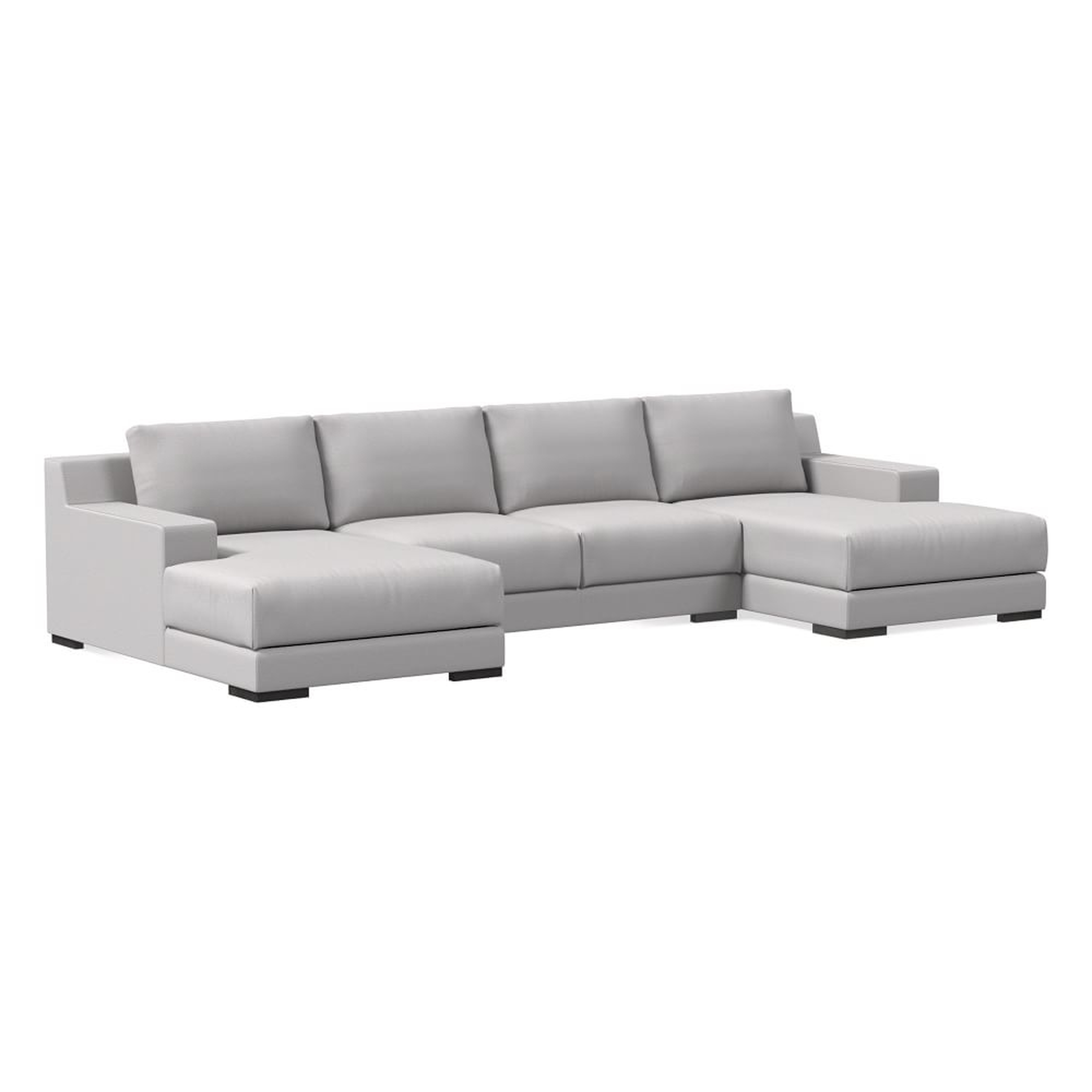 Dalton 151" 3-Piece U-Shaped Chaise Sectional, Chenille Tweed, Frost Gray, Black - West Elm