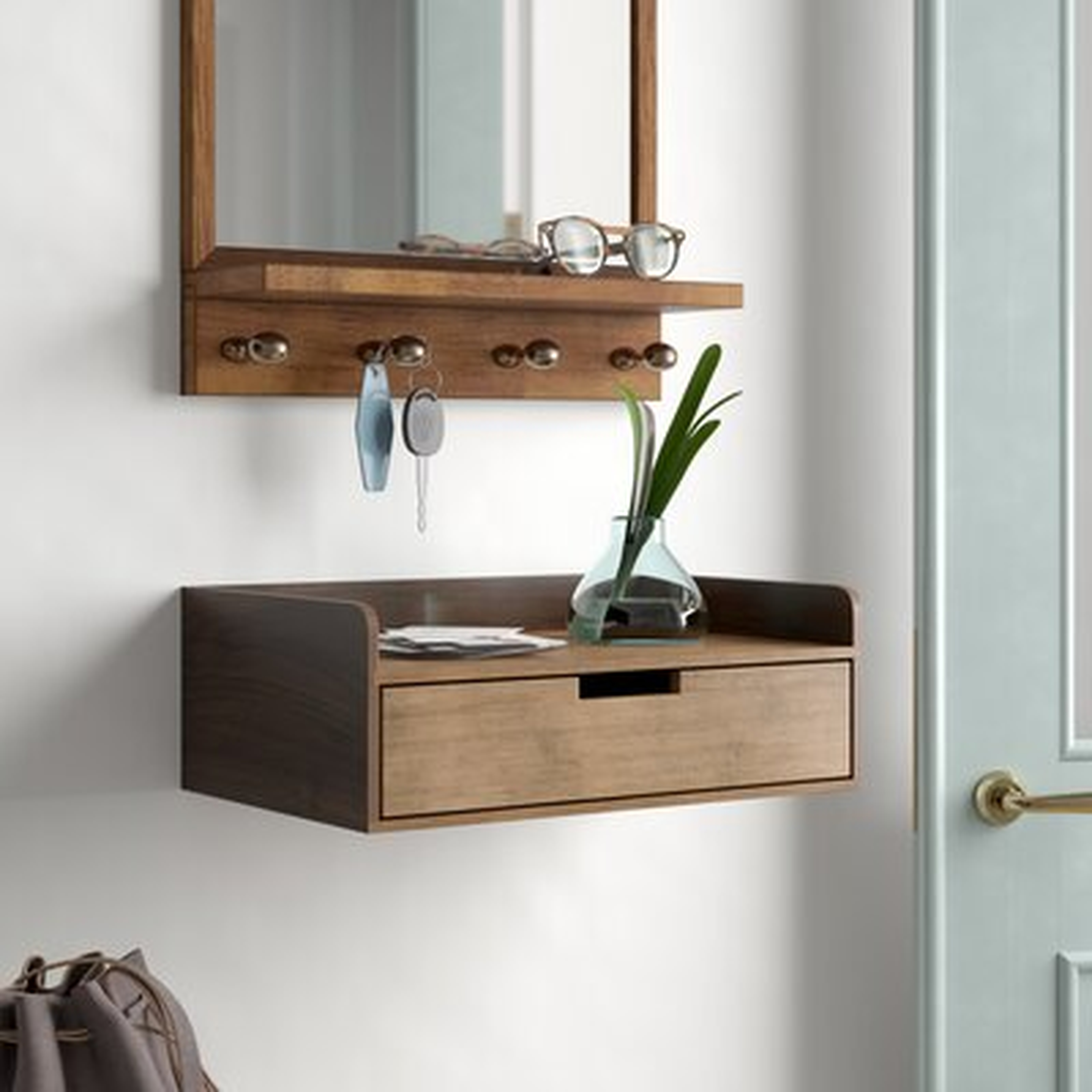 Avah Poplar Solid Wood Accent Shelf with Drawer - Wayfair