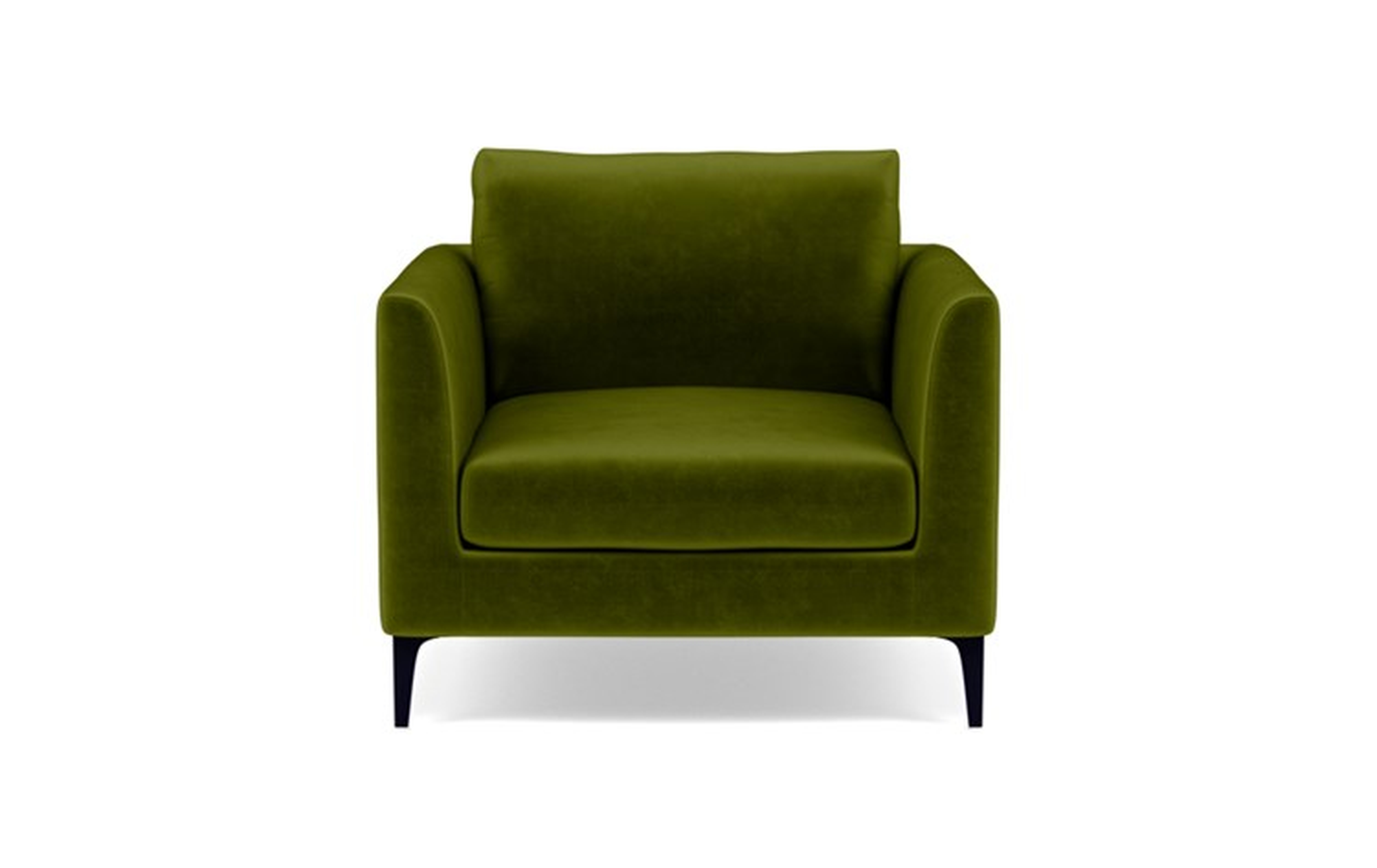Owens Accent Chair with Green Moss Fabric and Matte Black legs - Interior Define