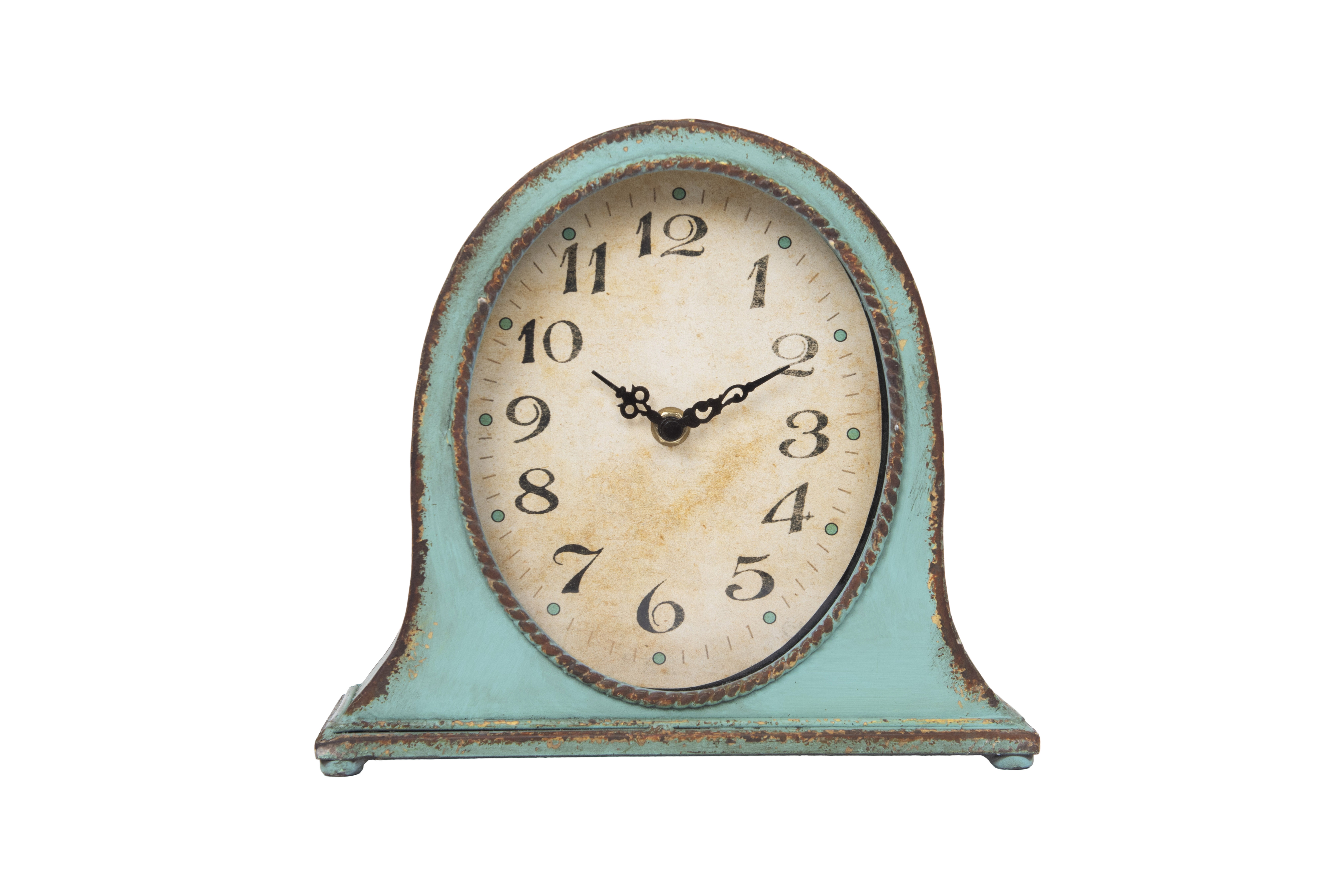 Metal Mantel Clock with Aqua Finish - Nomad Home
