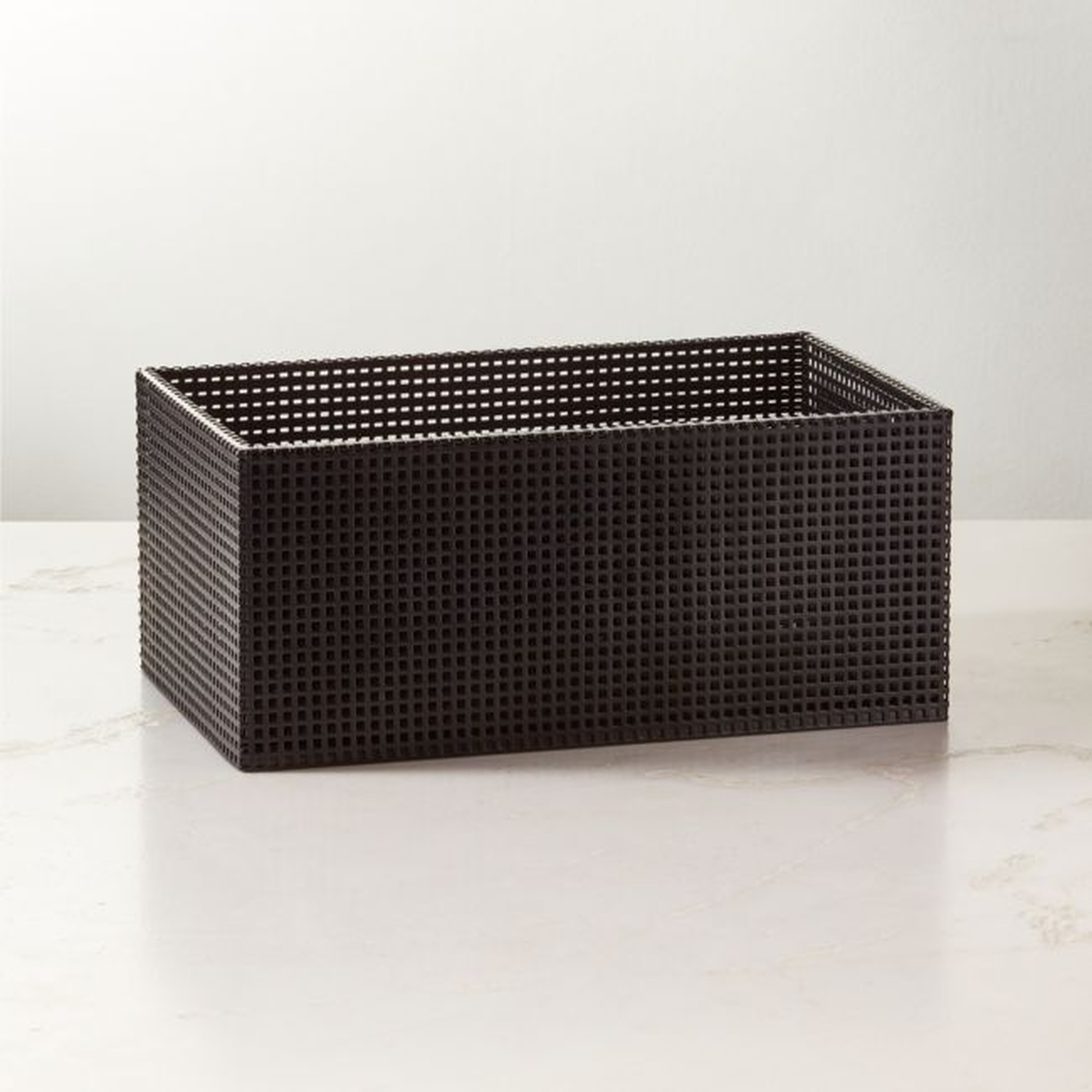 Tegan Black Perforated Metal Storage Basket Medium - CB2