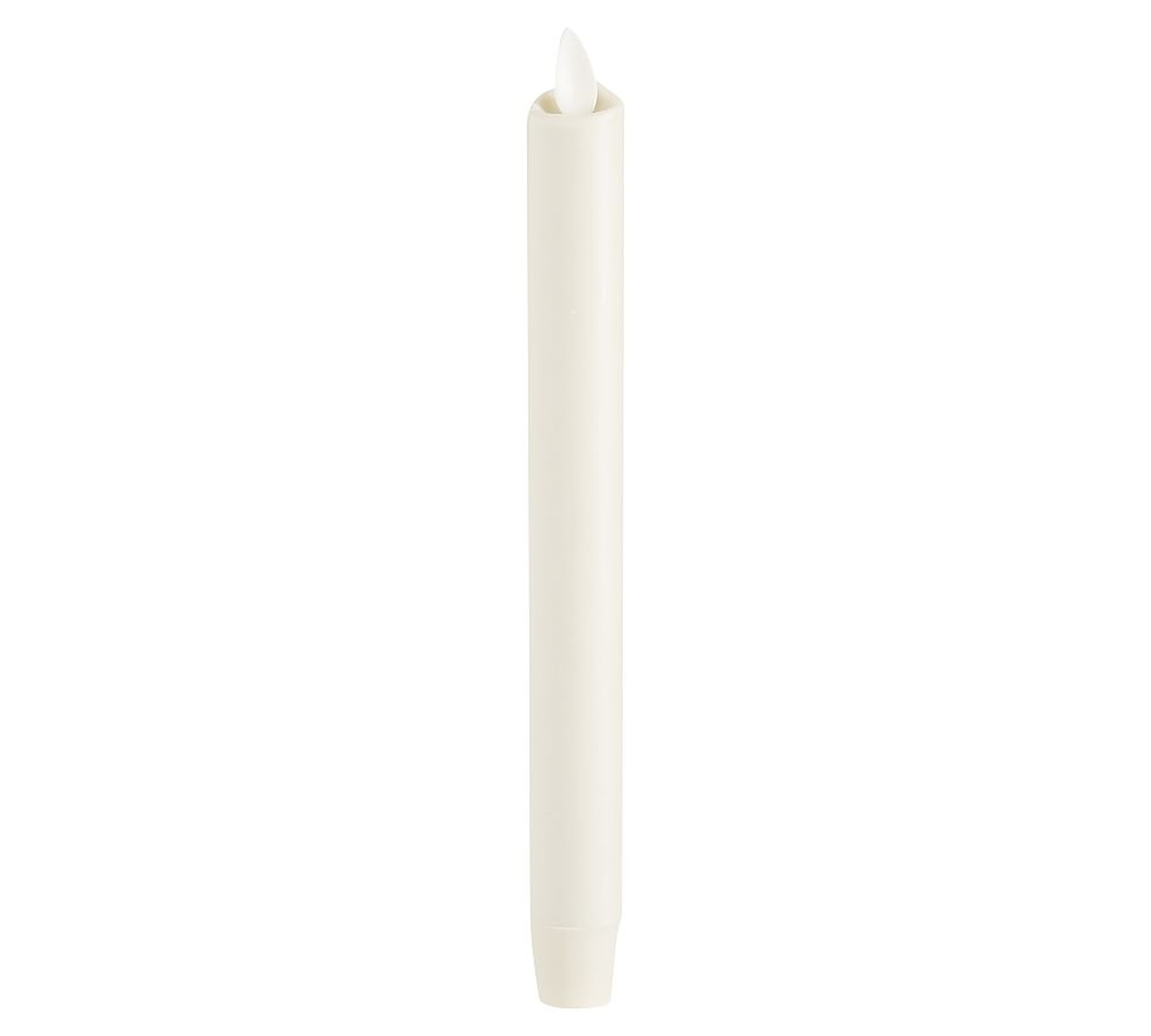 Premium Flicker Flameless Wax Taper Candle, White, Set of 2, 8'' - Pottery Barn