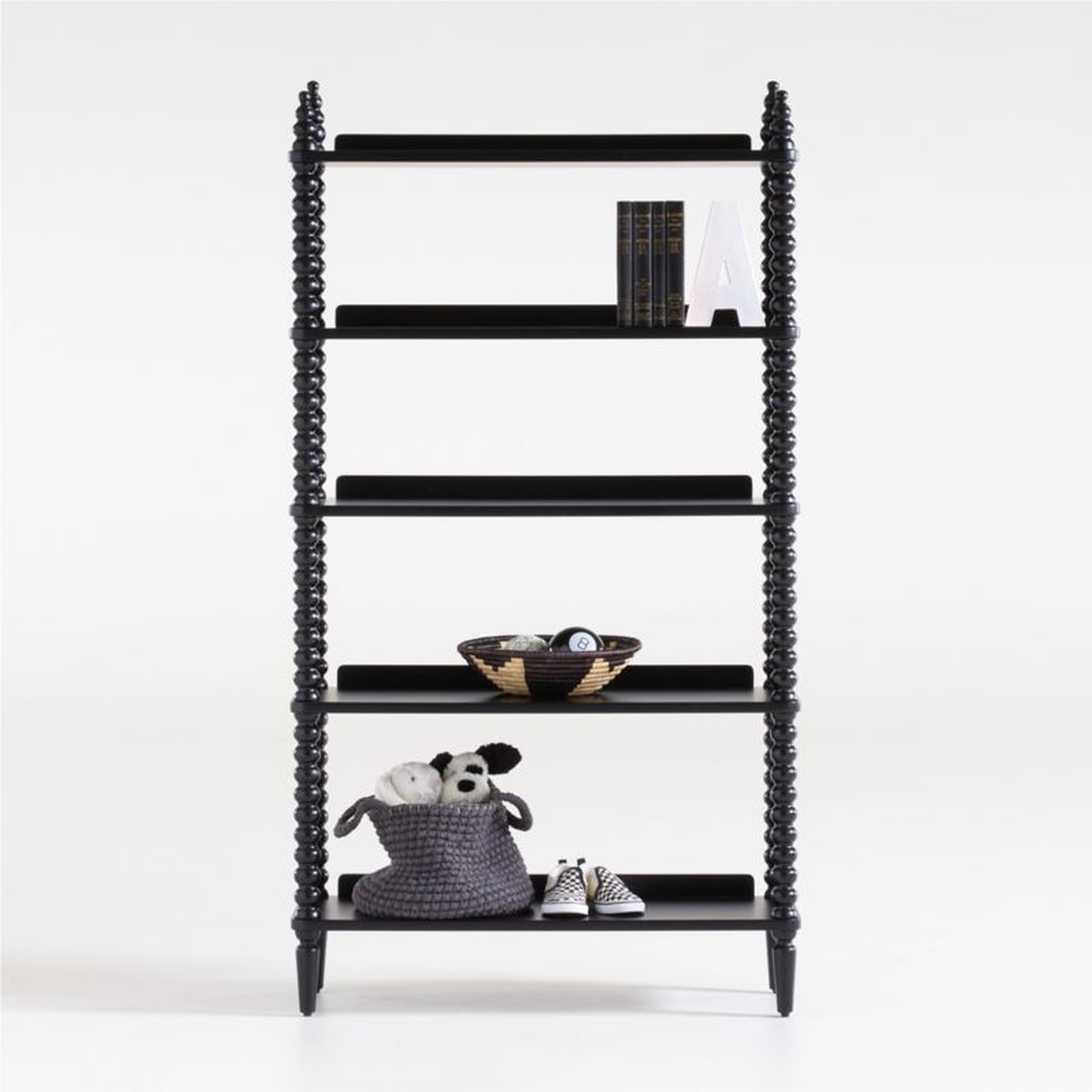 Jenny Lind Black Wood Spindle 5-Shelf Bookcase - Crate & Kids