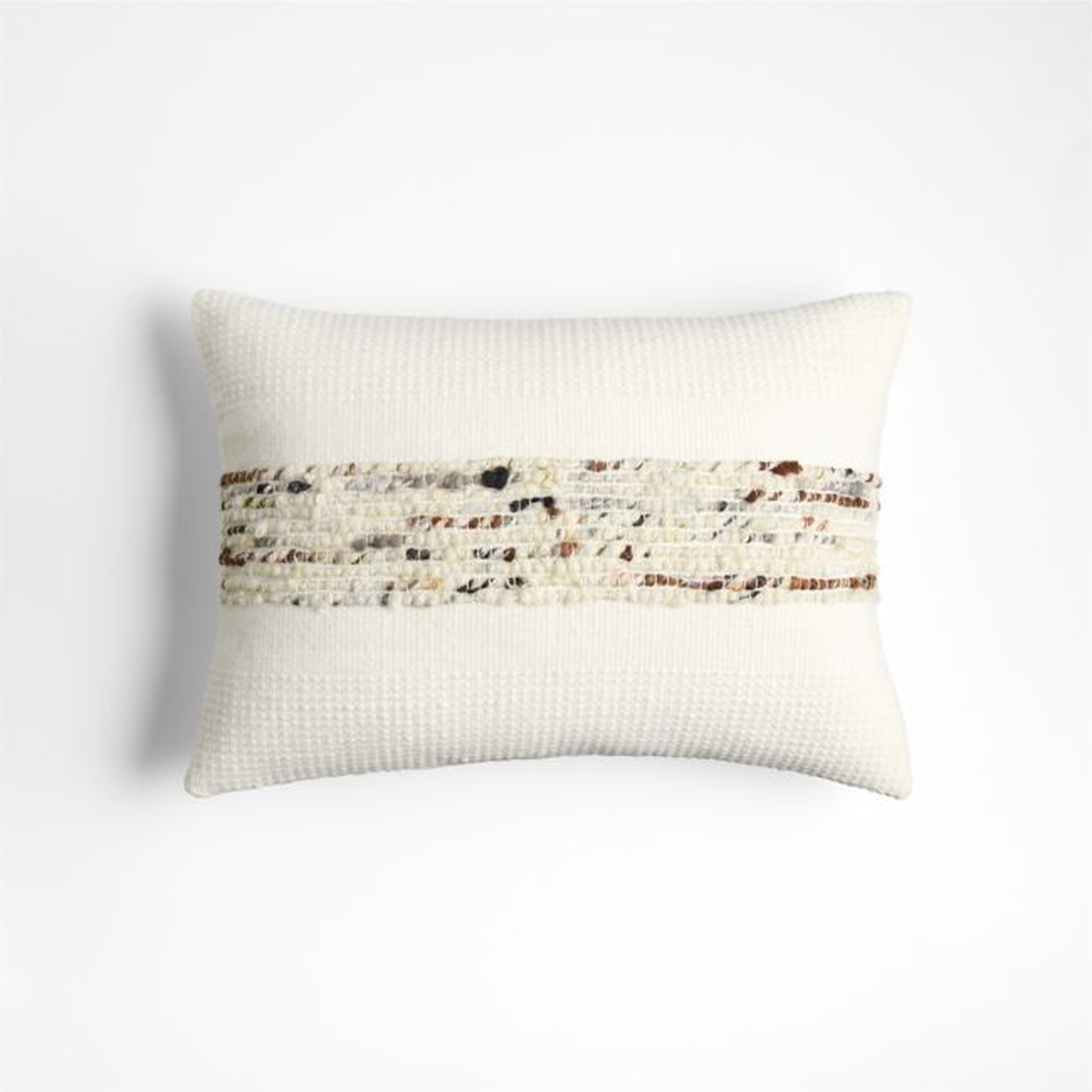 Bozeman Wool Blend 22x15 Arctic Ivory Throw Pillow with Down-Alternative Insert - Crate and Barrel