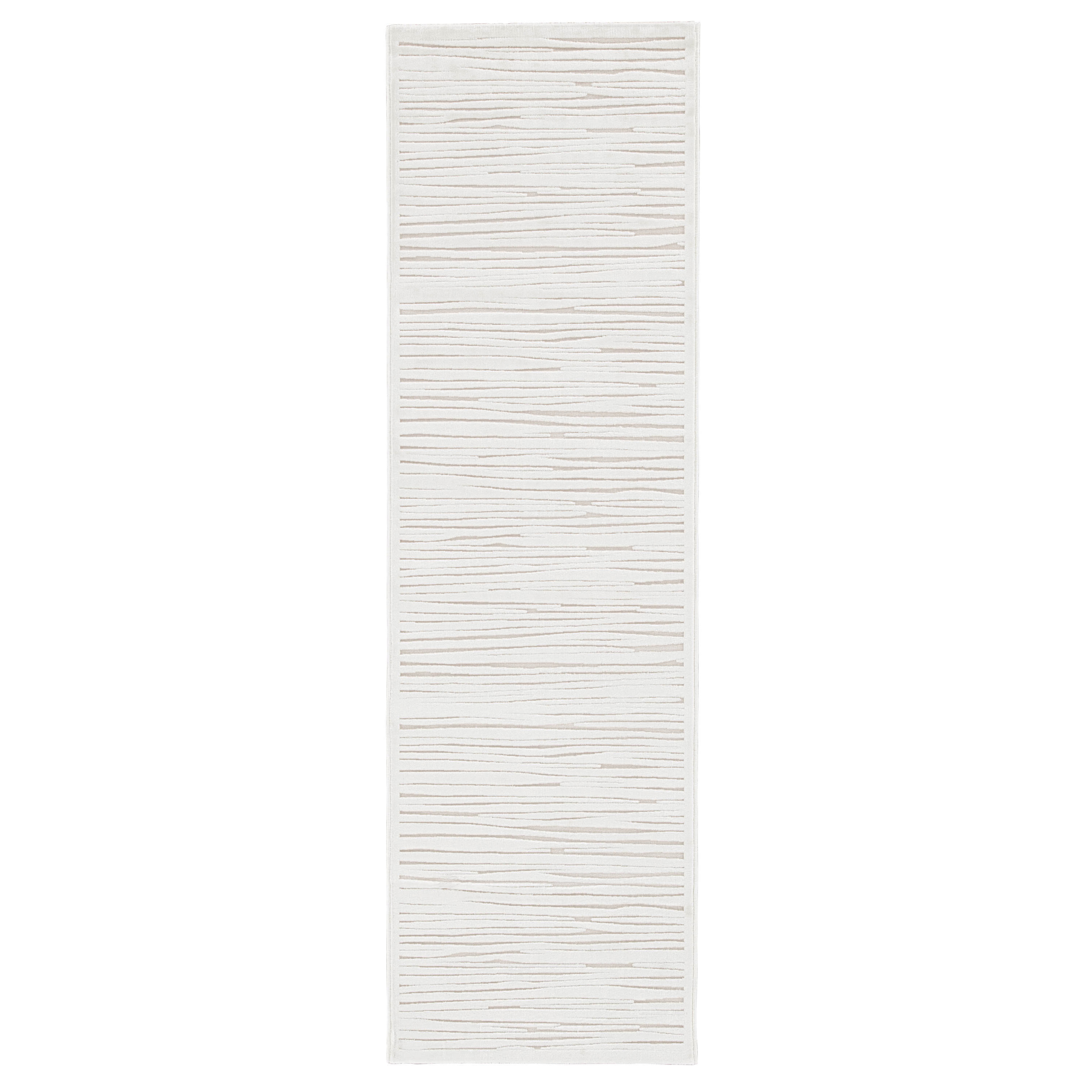 Linea Abstract White Runner Rug (2'6" X 8') - Collective Weavers