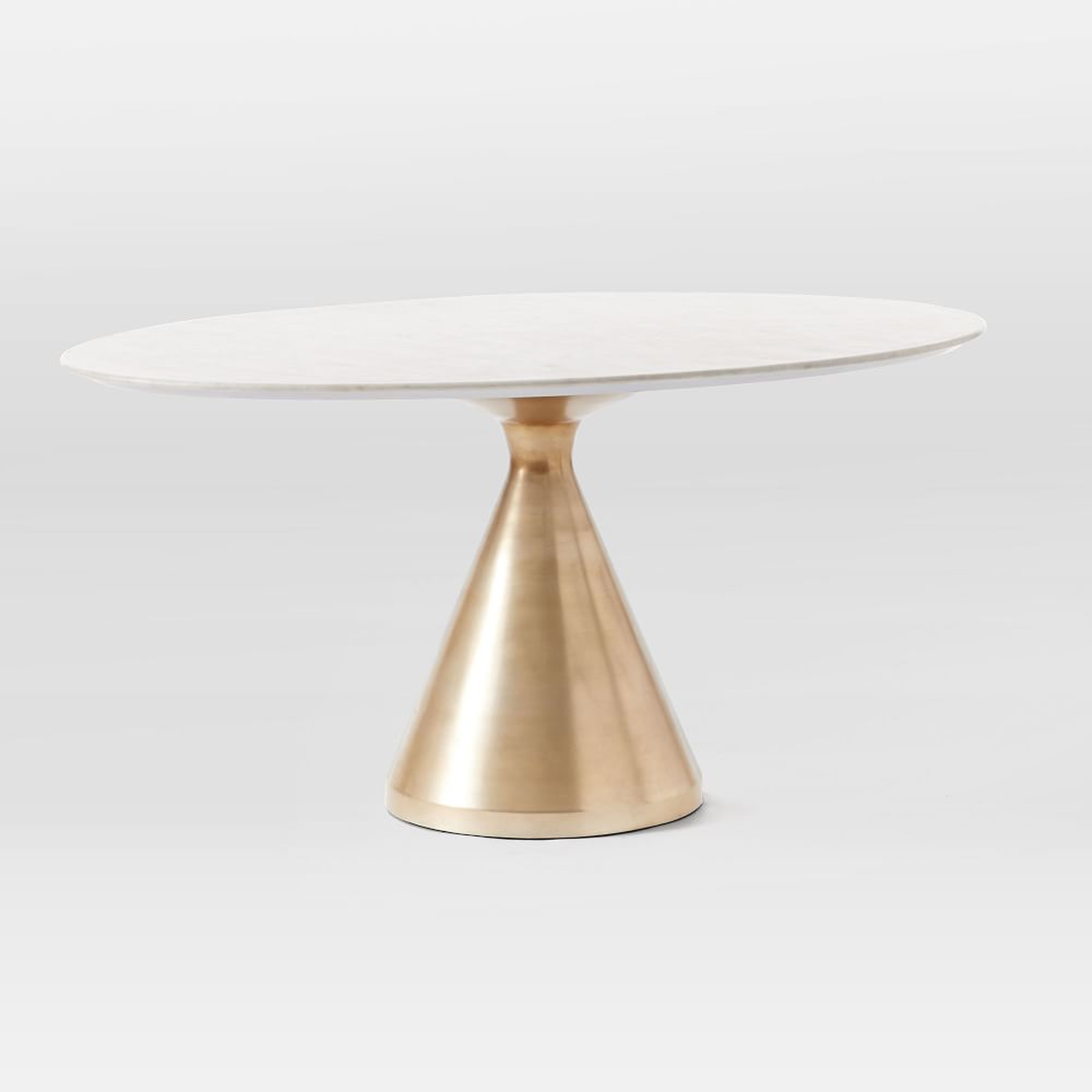 Silhouette Dining Table, Oval, 60" , White Marble, Antique Brass - West Elm