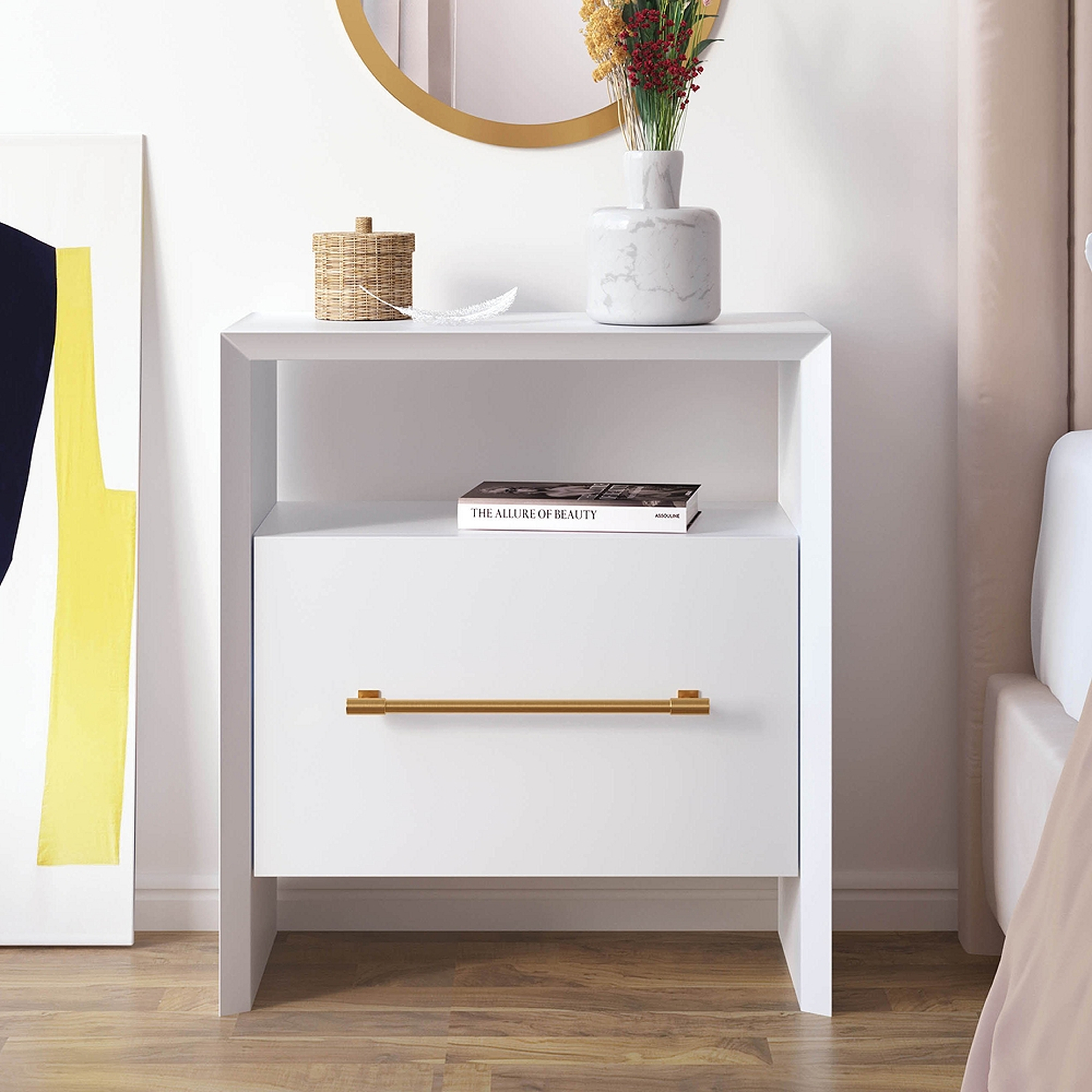 Libre 23" Wide White Wood 1-Drawer 1-Shelf Nightstand - Style # 88X86 - Lamps Plus