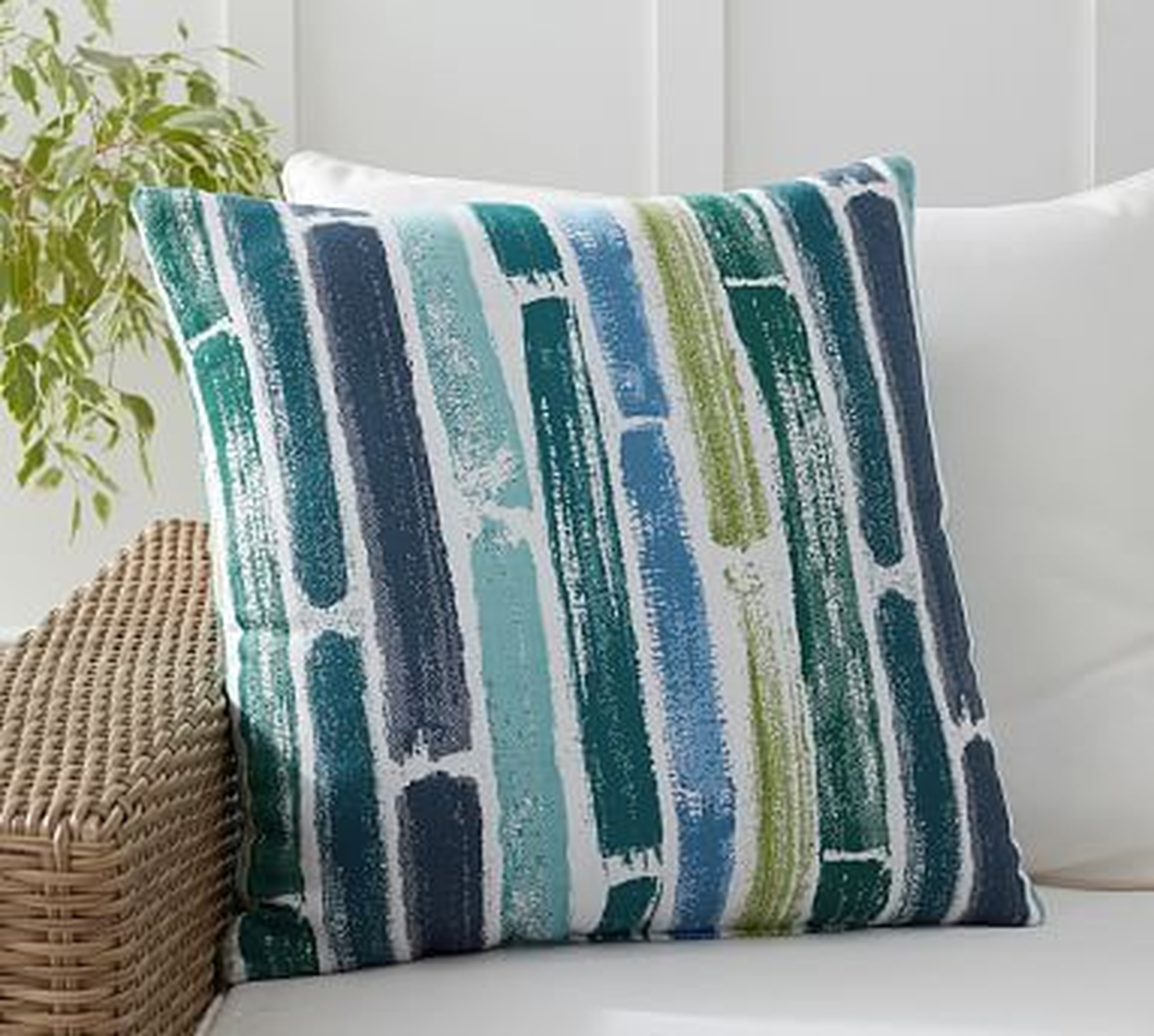 Sunbrella(R) Painted Striped Indoor/Outdoor Pillow, 22" x 22", Multi - Pottery Barn