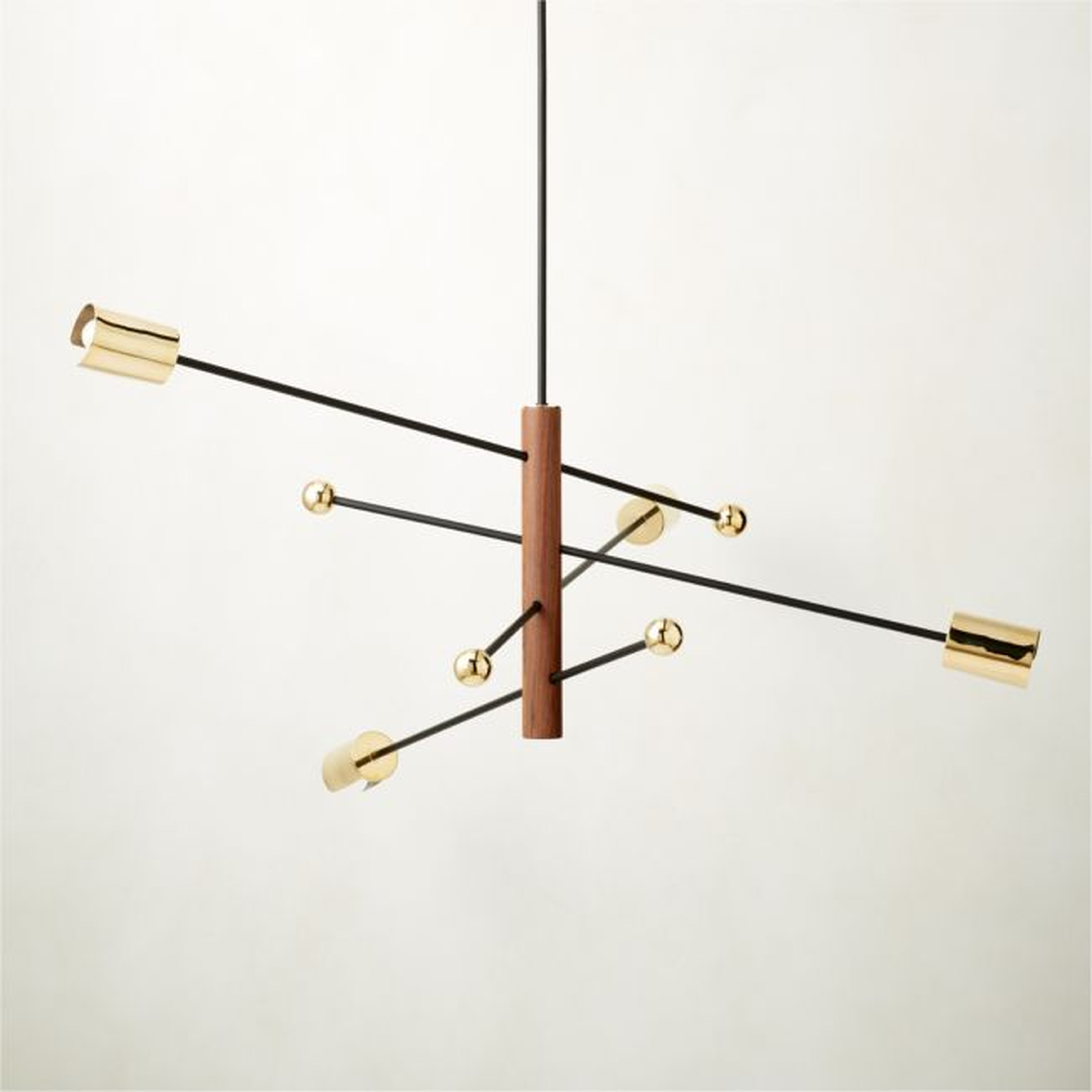 Norte Walnut Wood and Brass Chandelier - CB2