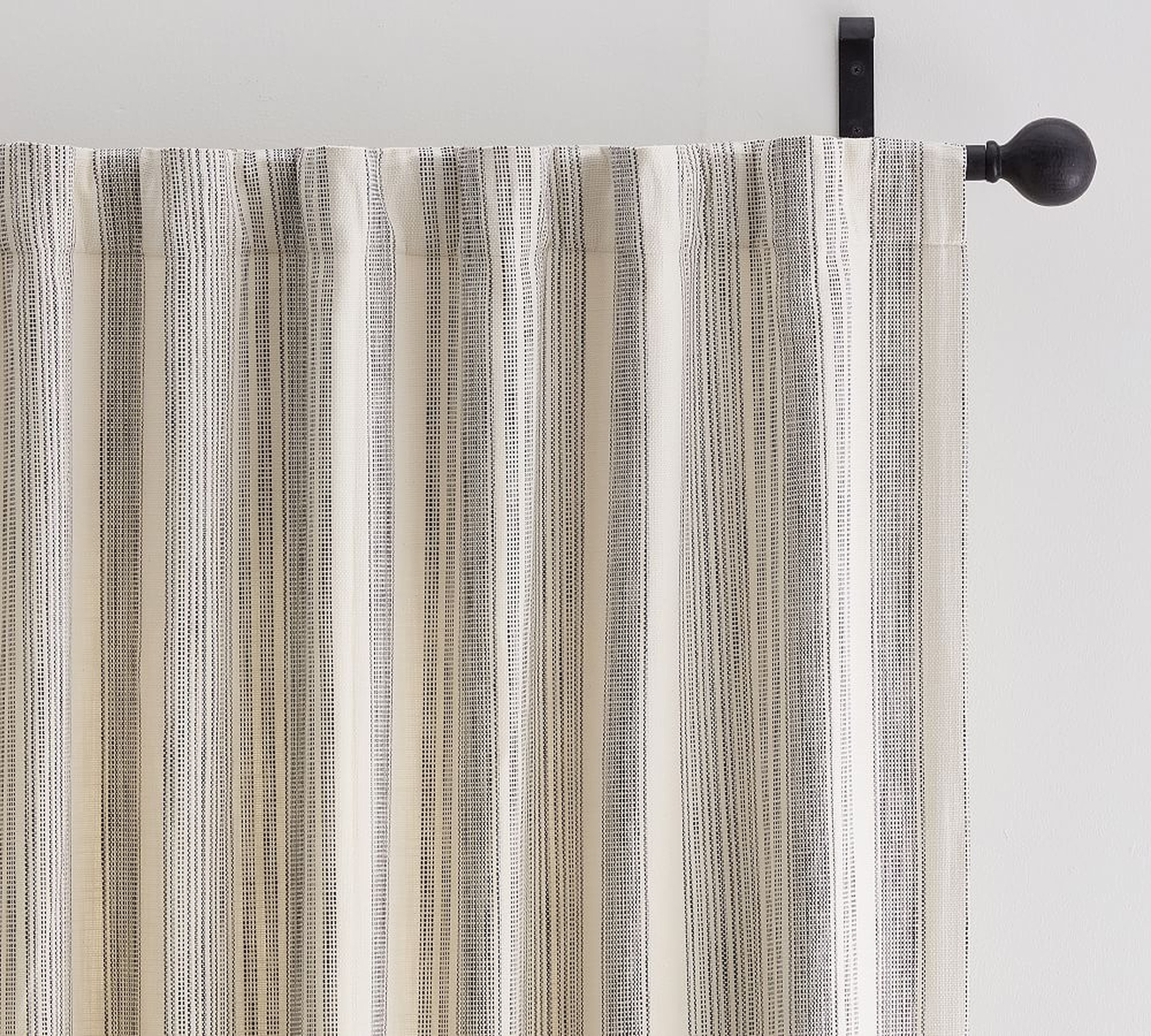 Hawthorn Striped Cotton Curtain, 50 x 108", Charcoal - Pottery Barn