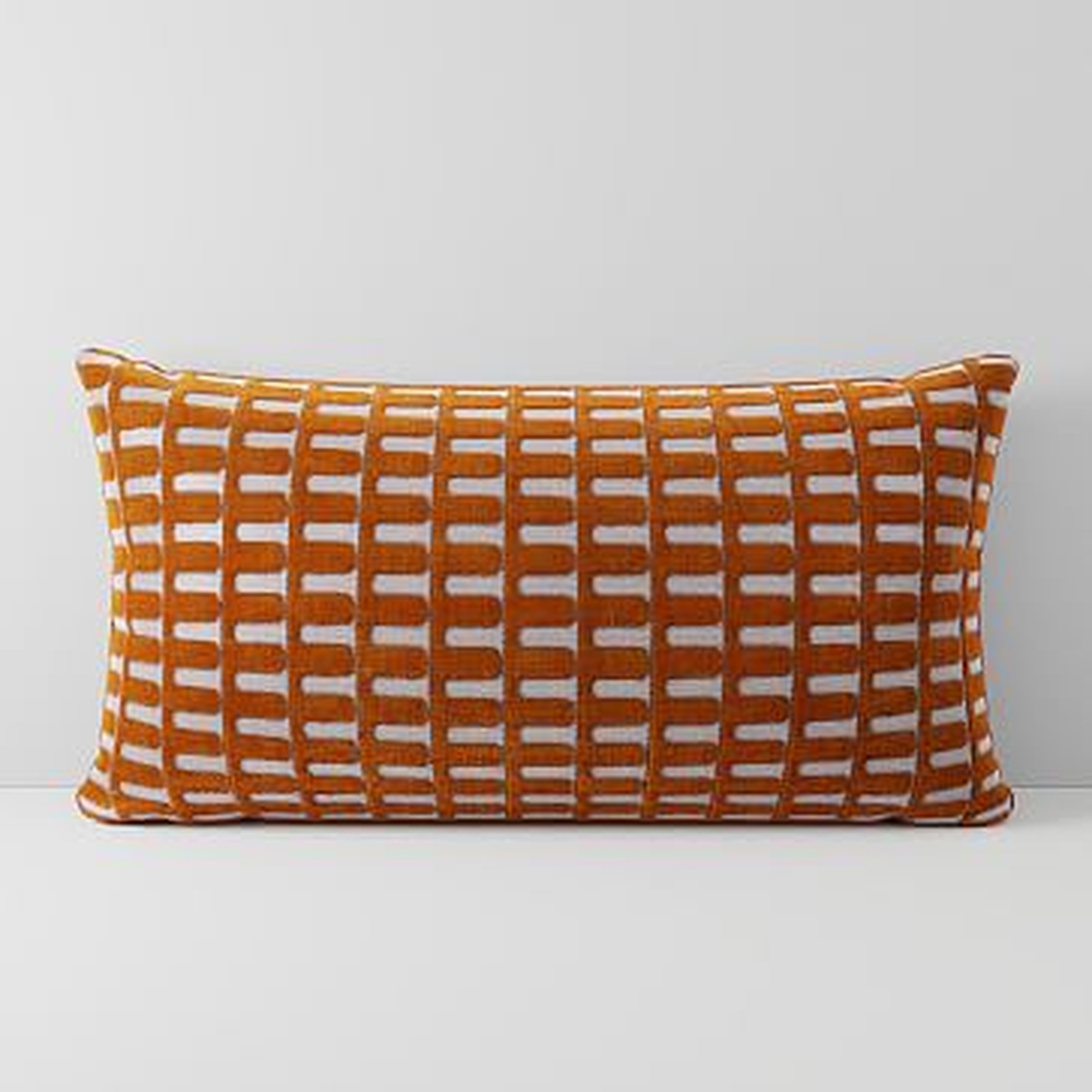 Cut Velvet Archways Pillow Cover, 14"x26", Copper - West Elm