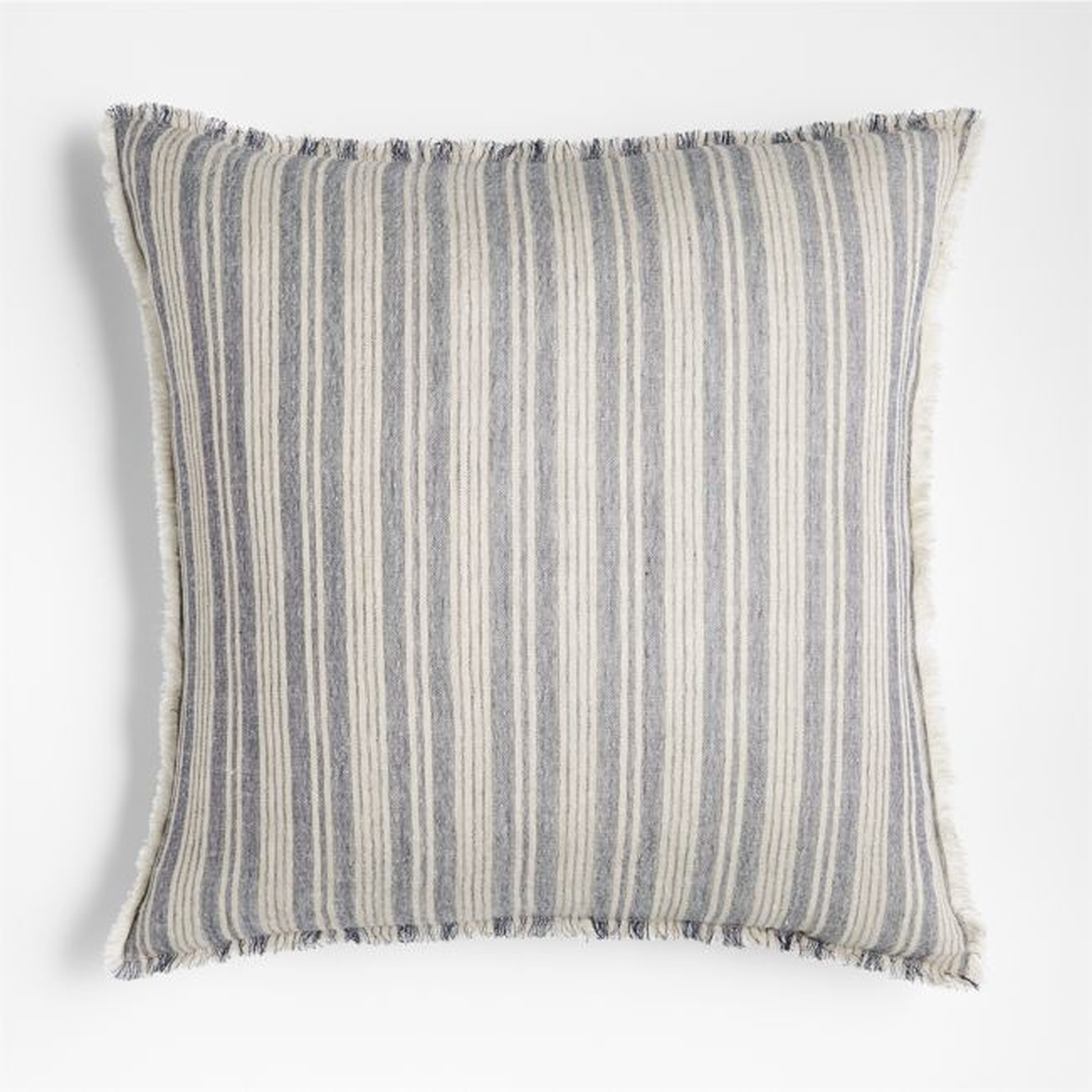 Arla 23"x23" Eyelash Striped Blue Throw Pillow Cover with Feather Insert - Crate and Barrel