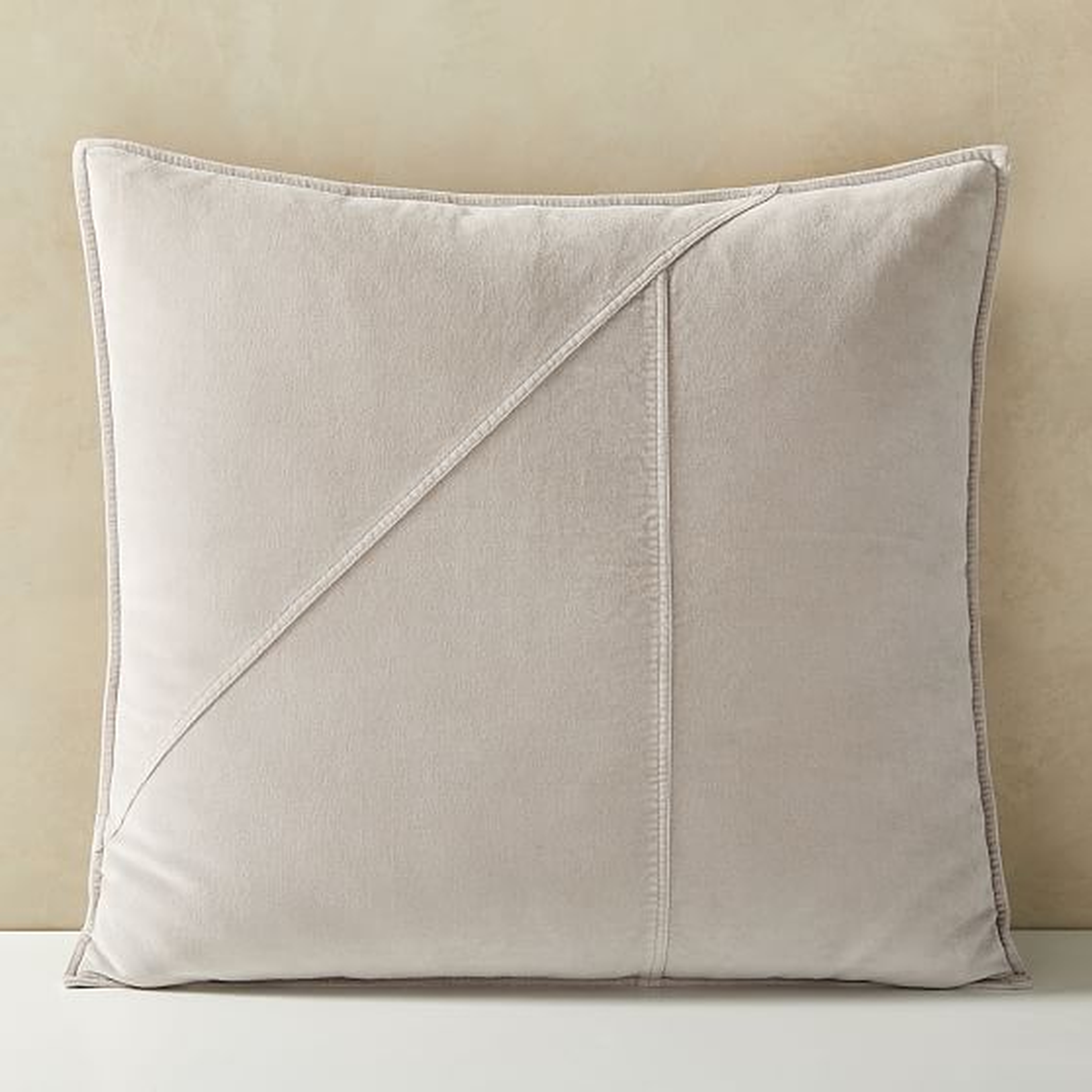 Washed Cotton Velvet Pillow Cover, 24"x24", Pearl Gray - West Elm