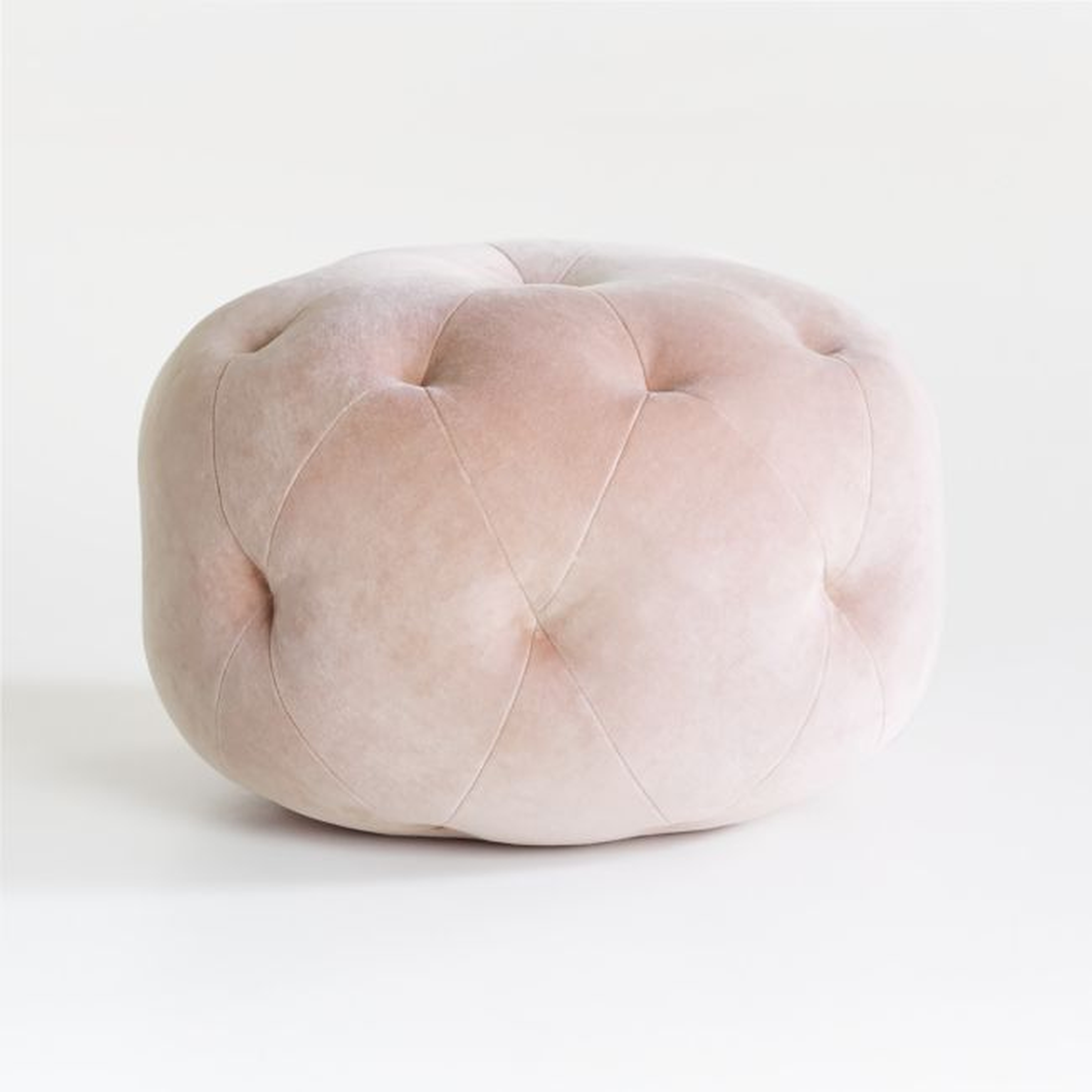 Taupe Velvet Pouf - Crate and Barrel