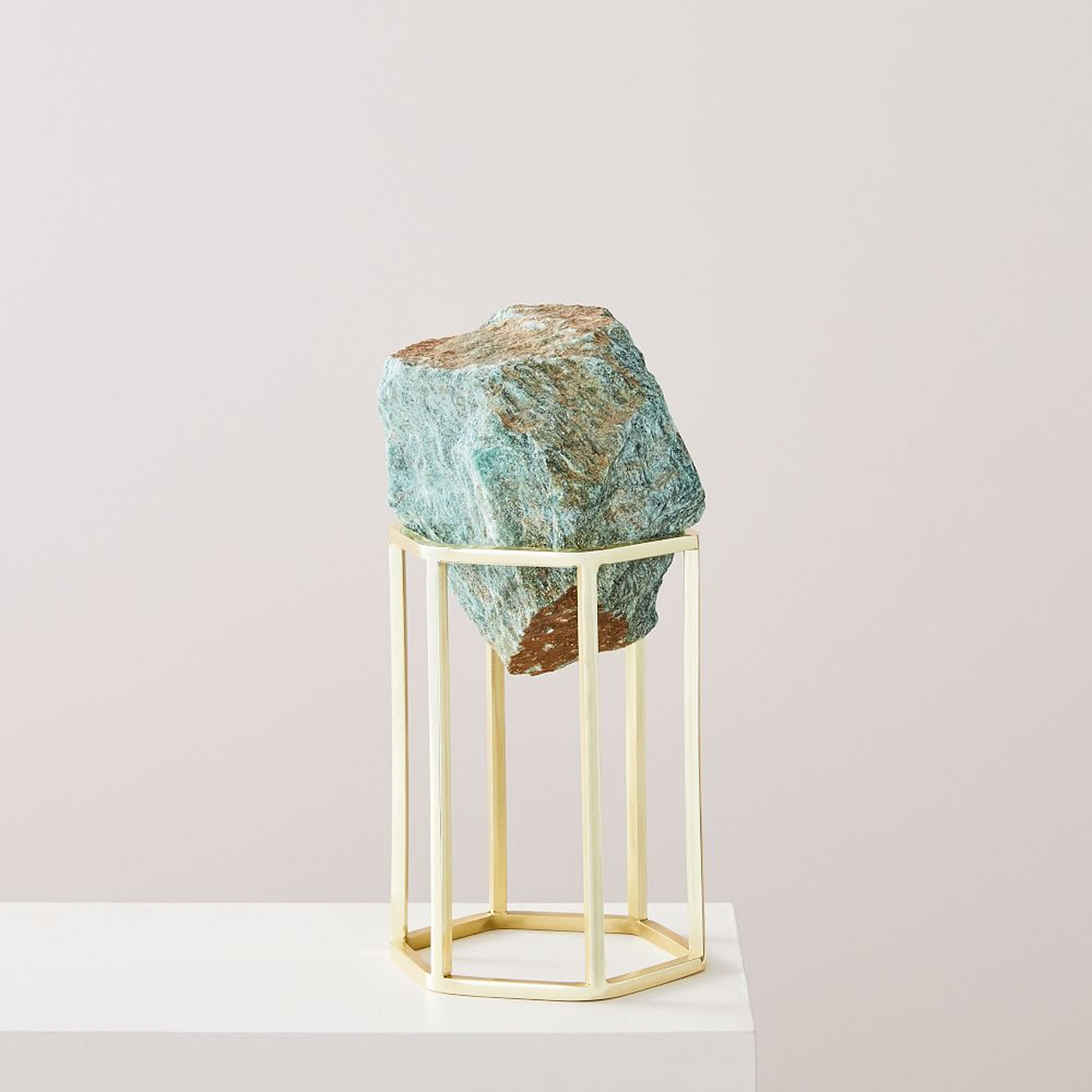 Natural Stone on Stand Objects, Green - West Elm