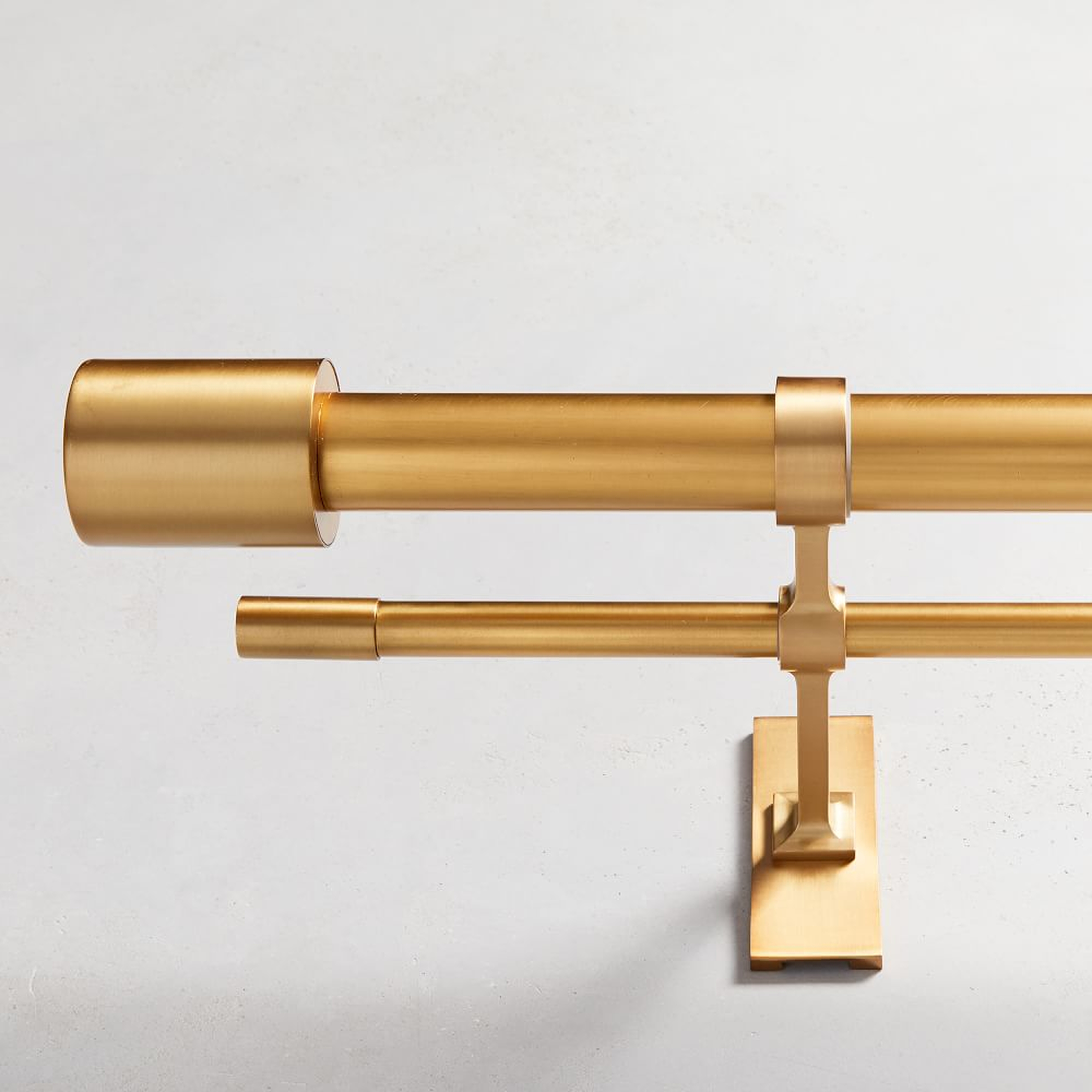 Oversized Metal Double Rod, Antique Brass, 28"-48" - West Elm