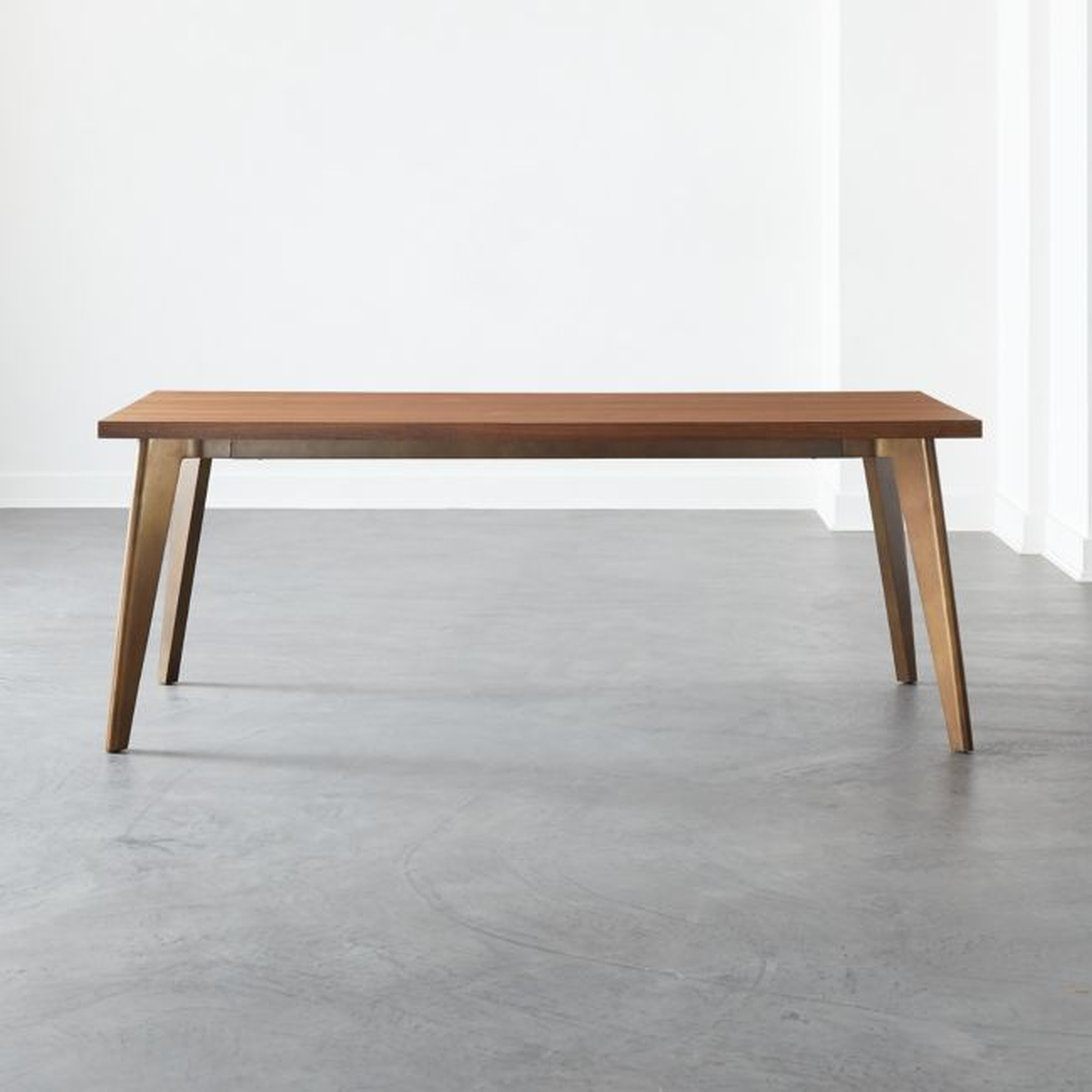 Harper Brass Dining Table with Walnut Top - CB2