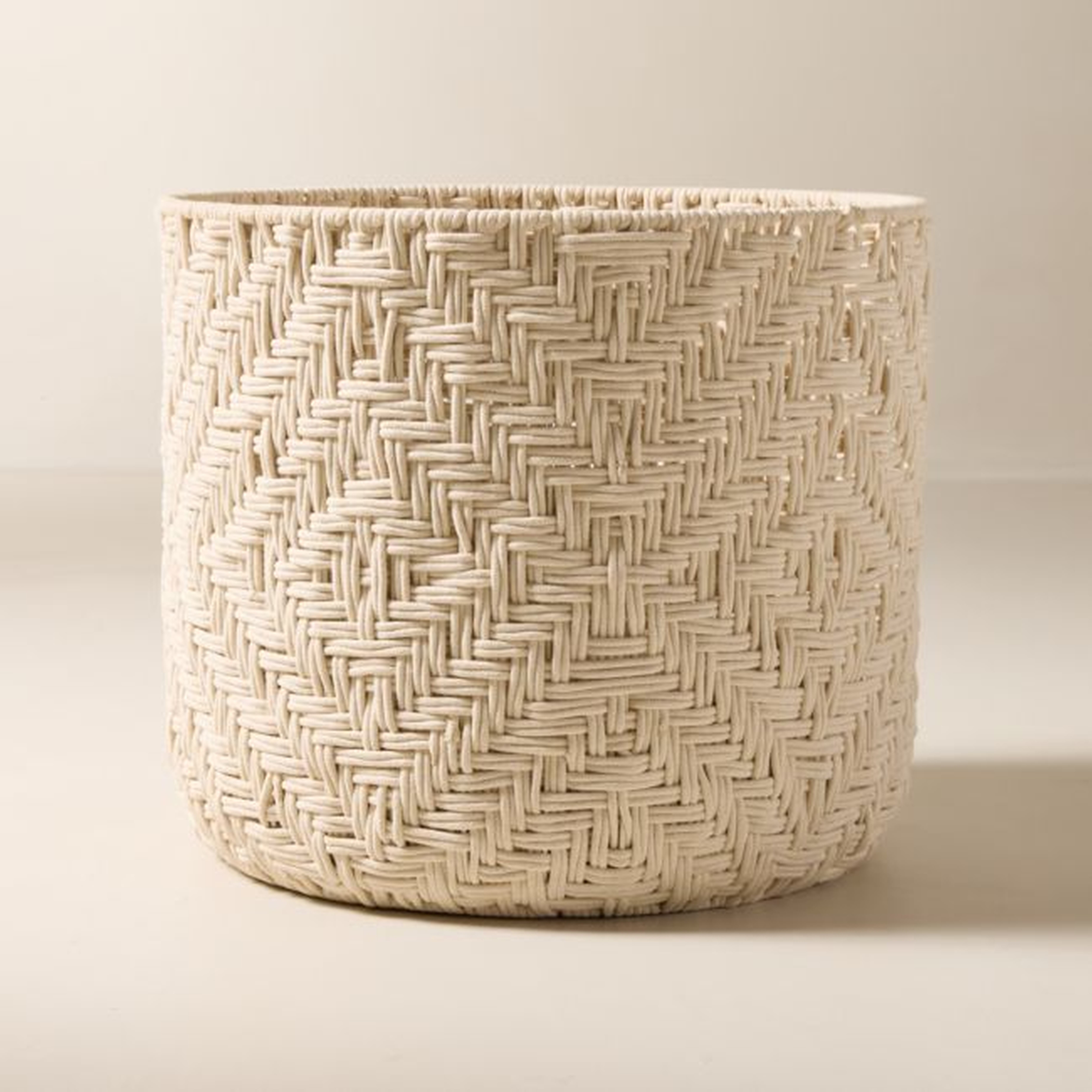 Rowen Handwoven Round White Cotton Storage Basket XL - CB2