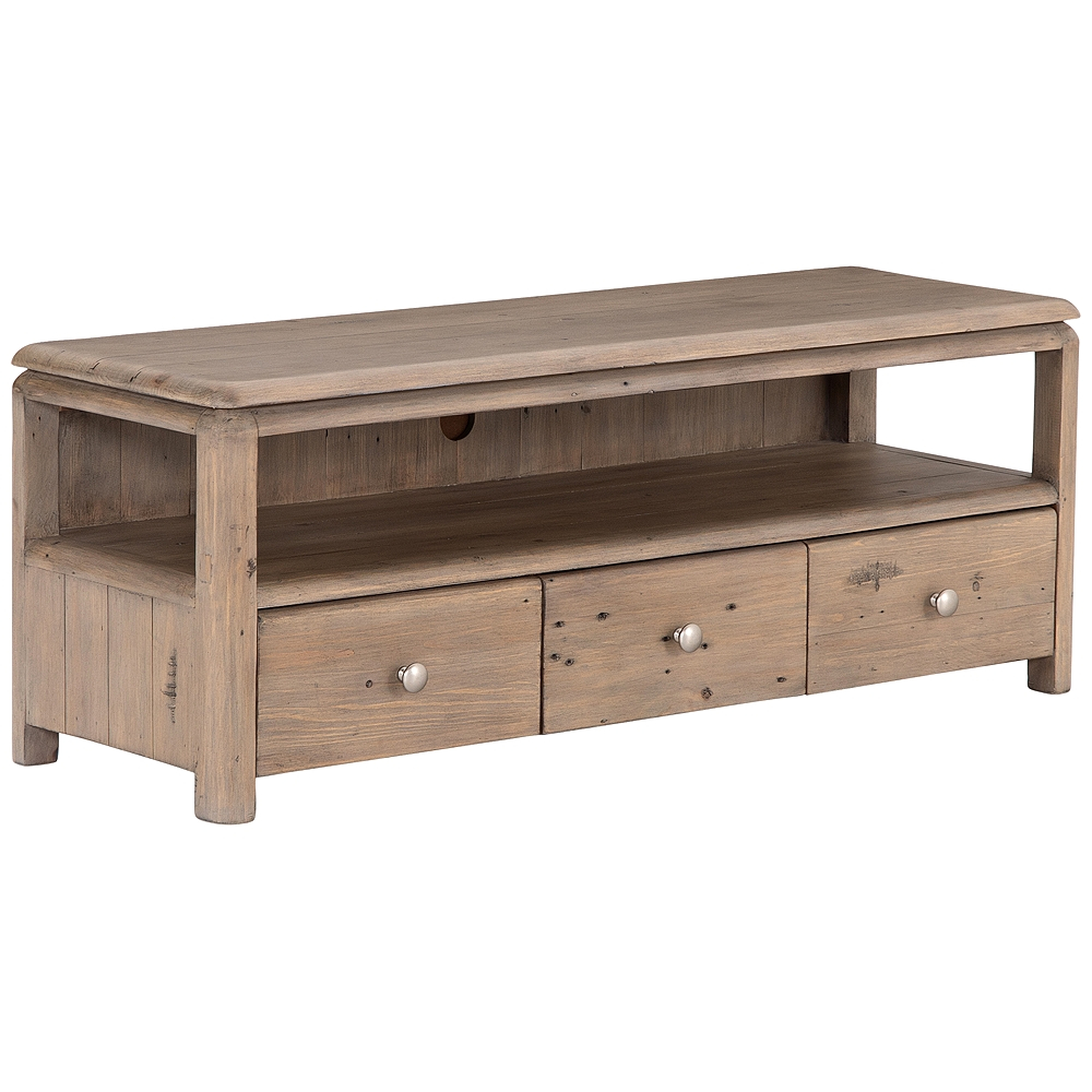 Monroe 47 1/4" Wide Rustic Wood 3-Drawer Media Console - Style # 97R12 - Lamps Plus