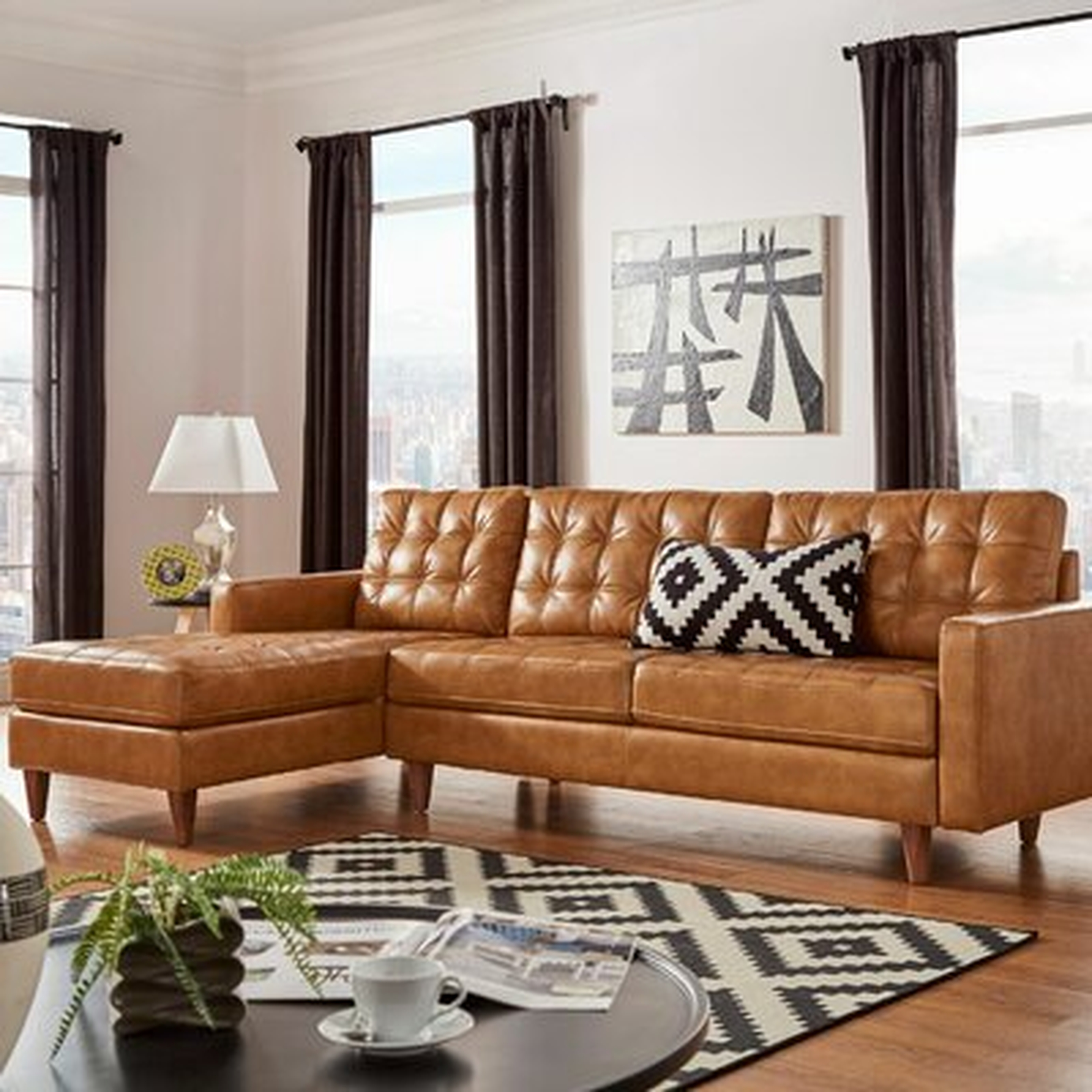 Nikolas 103.1" Wide Faux Leather Sectional - Wayfair