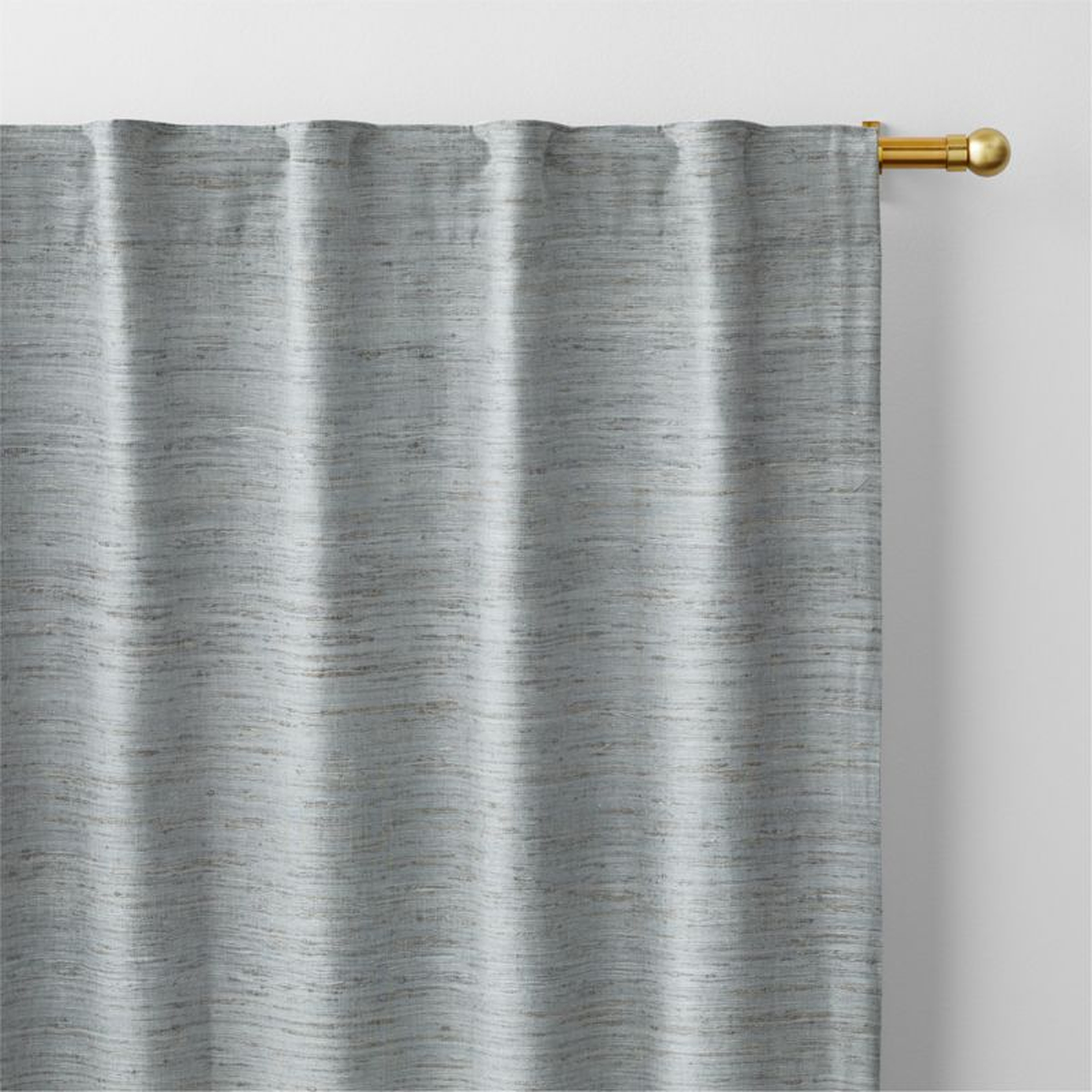 Trevino Mist Blue Cotton Silk Blend Window Curtain Panel 52"x96" - Crate and Barrel