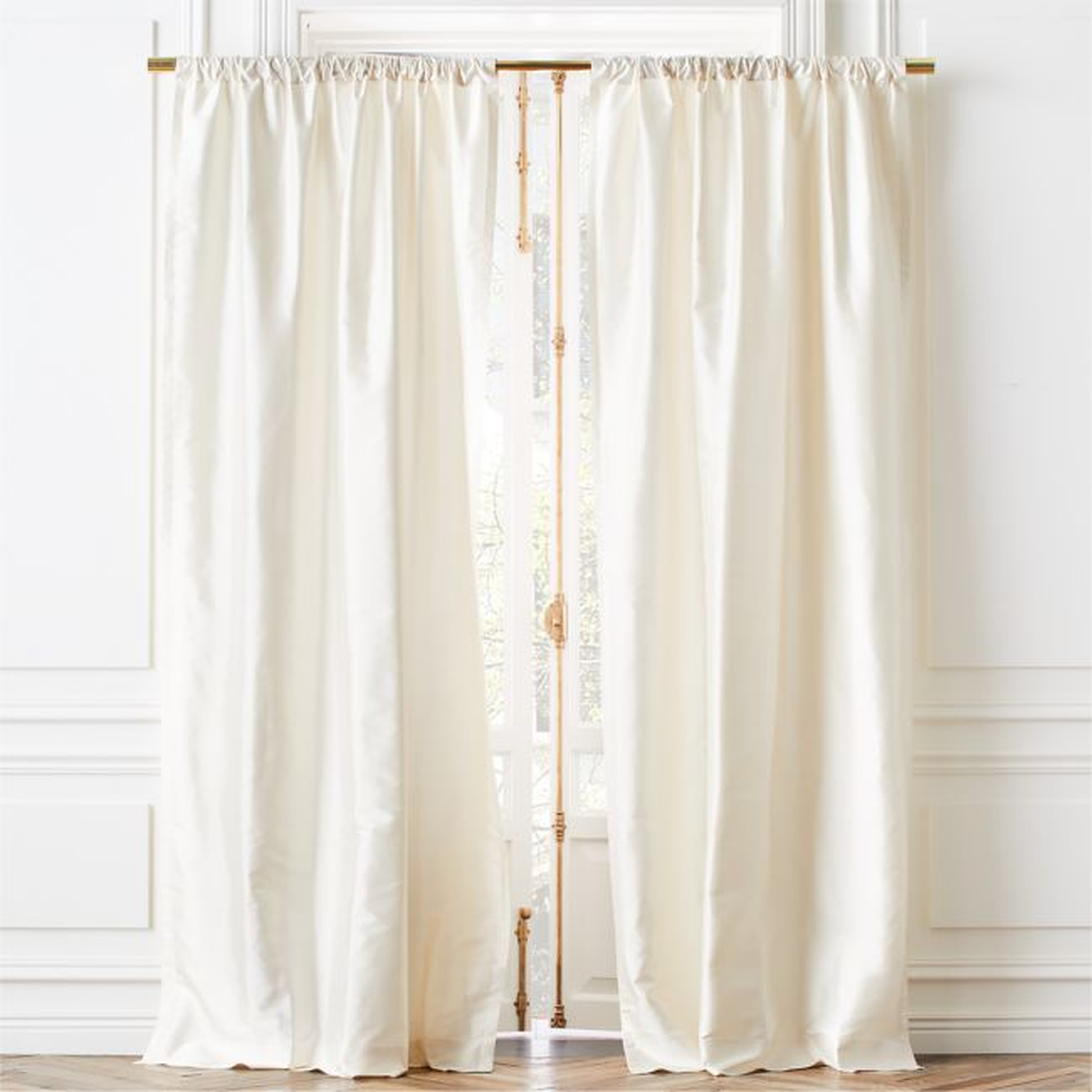 Seda Silk Dupioni Curtain Panel, Ivory, 48"x96" - CB2