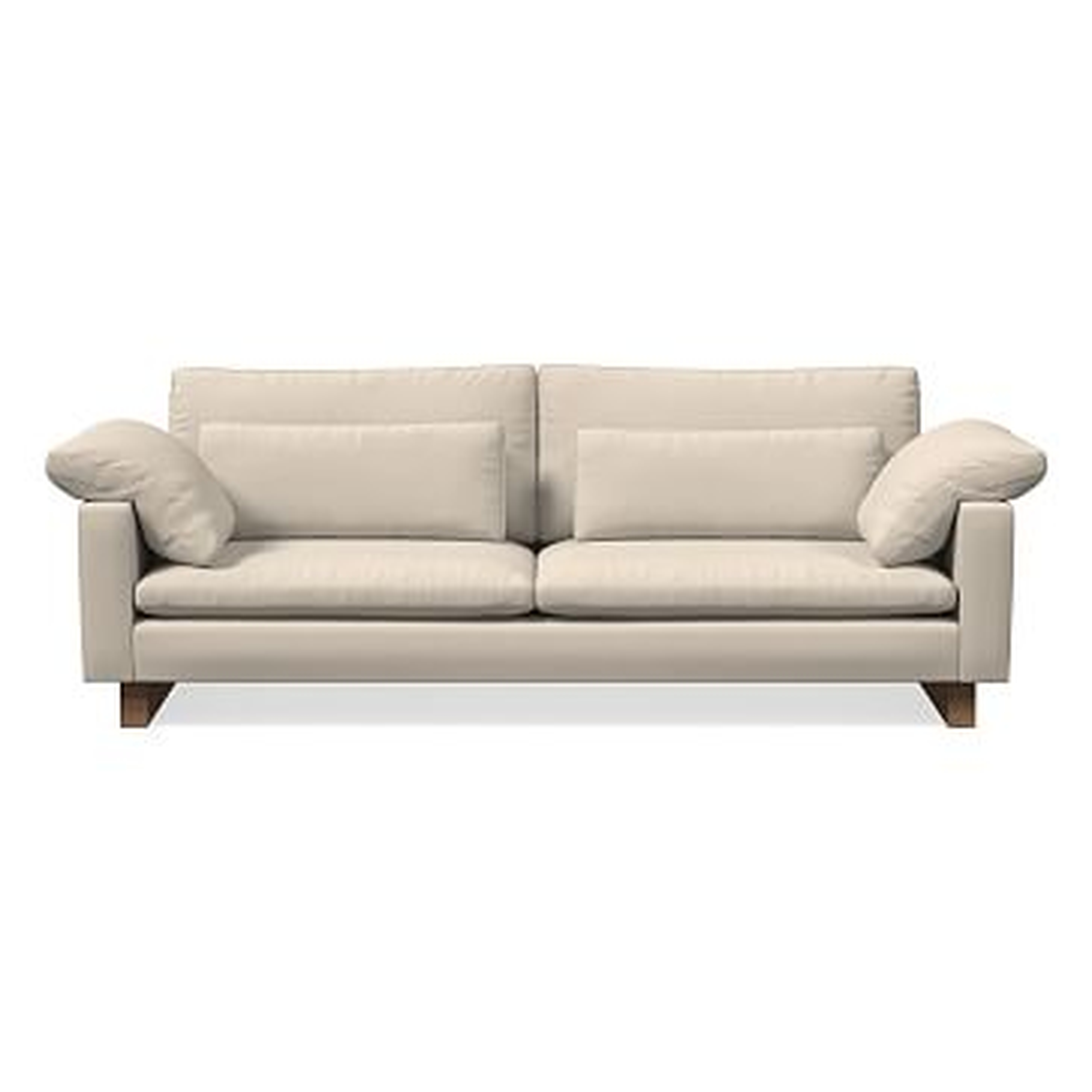 Harmony 92" Sofa, Down Blend, Performance Washed Canvas, Natural, Walnut - West Elm