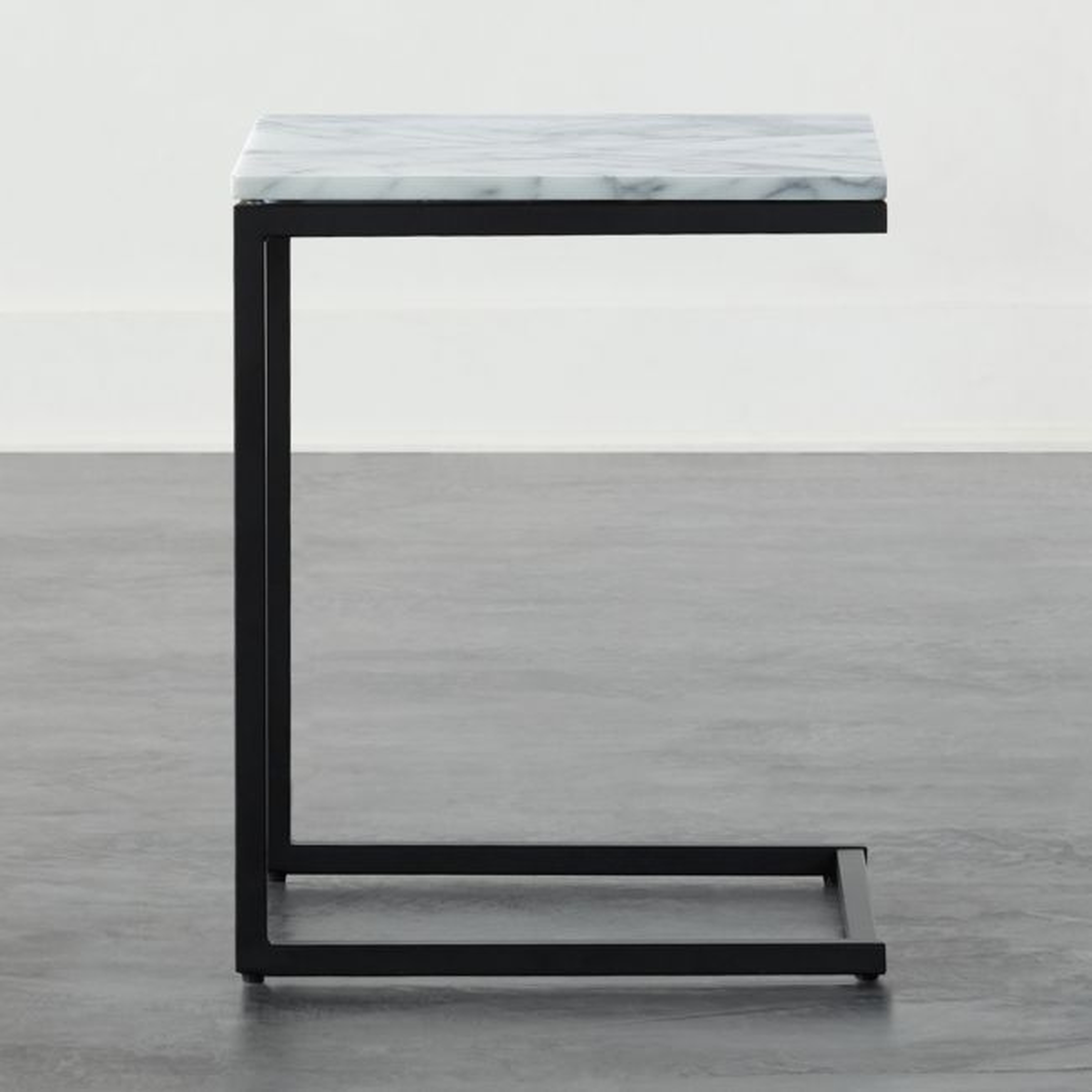 Smart Black C Table with White Marble Top - CB2